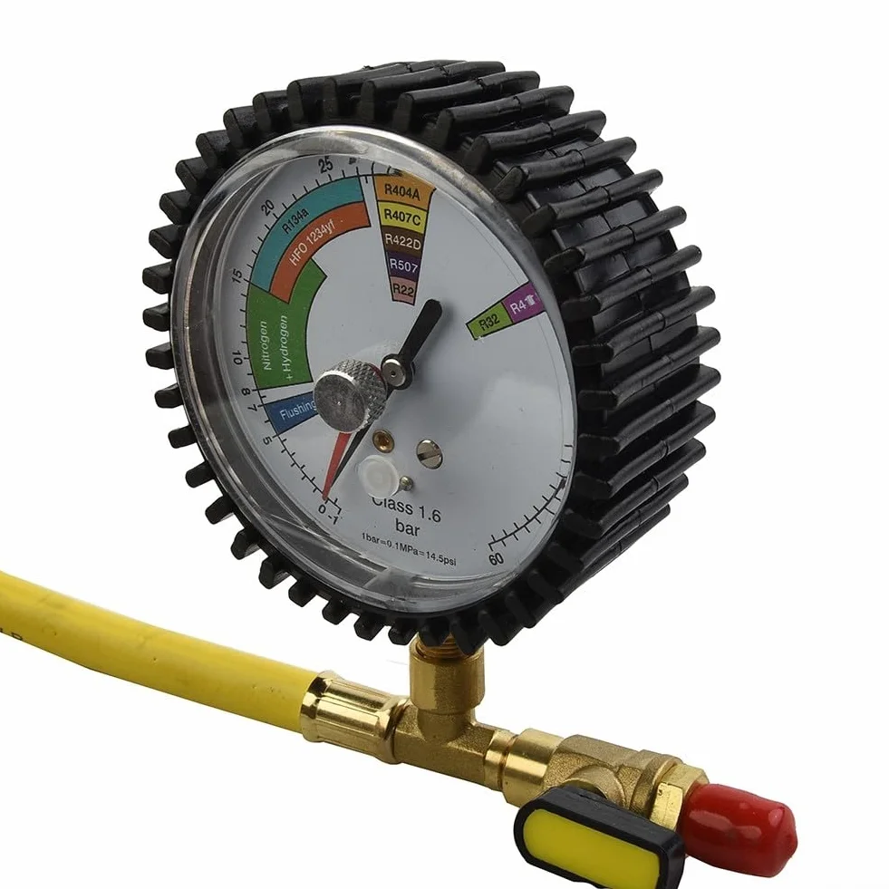Manometro azoto HVAC per condizionatori d'aria con connettore SAE 1/4 e intervallo pressione 1-60 bar