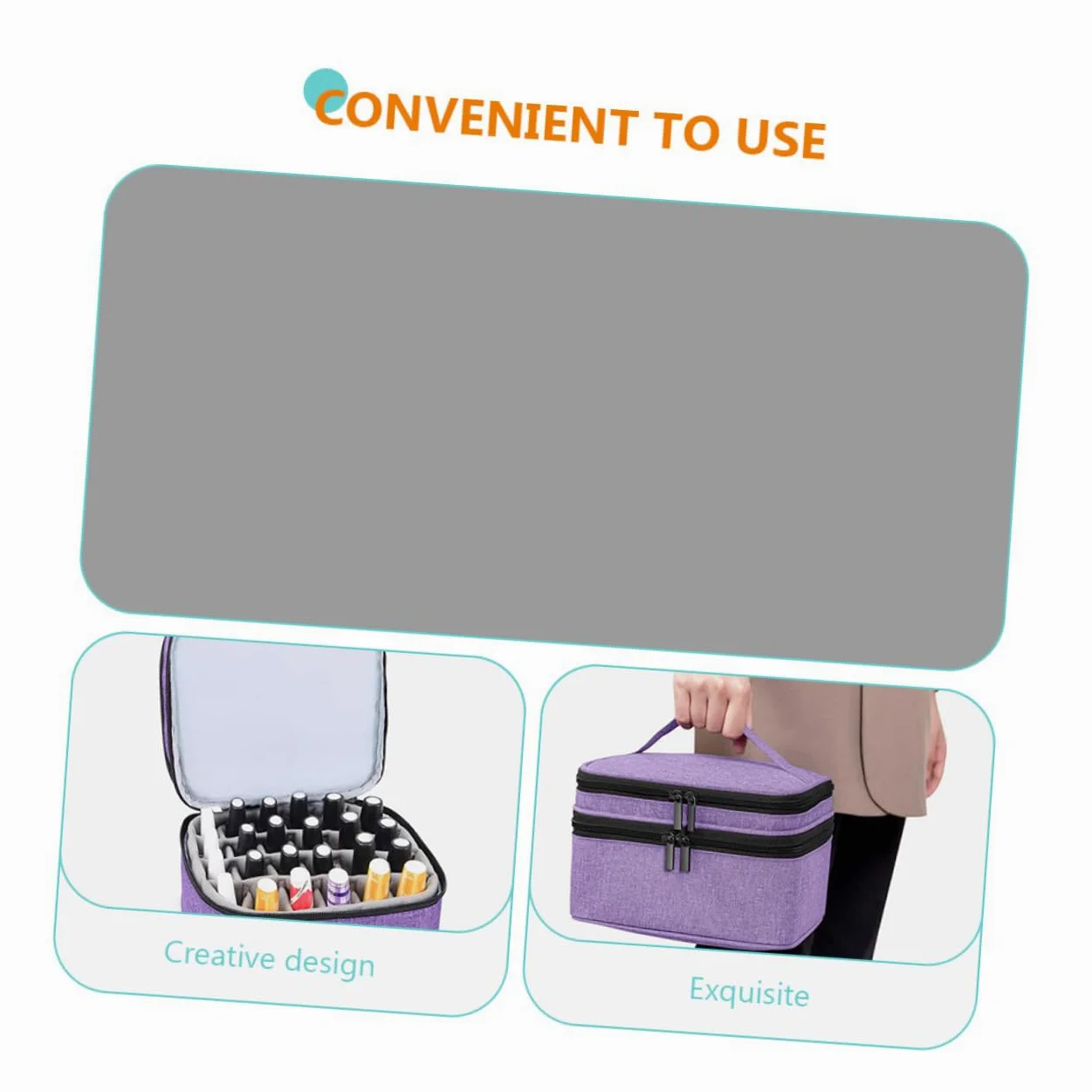 Generico Borsa Porta Smalti e Oli Essenziali con Manico Organizer Doppio Strato e Resistente Custodia da Viaggio Protettiva con Scomparti per Smalti e Cosmetici