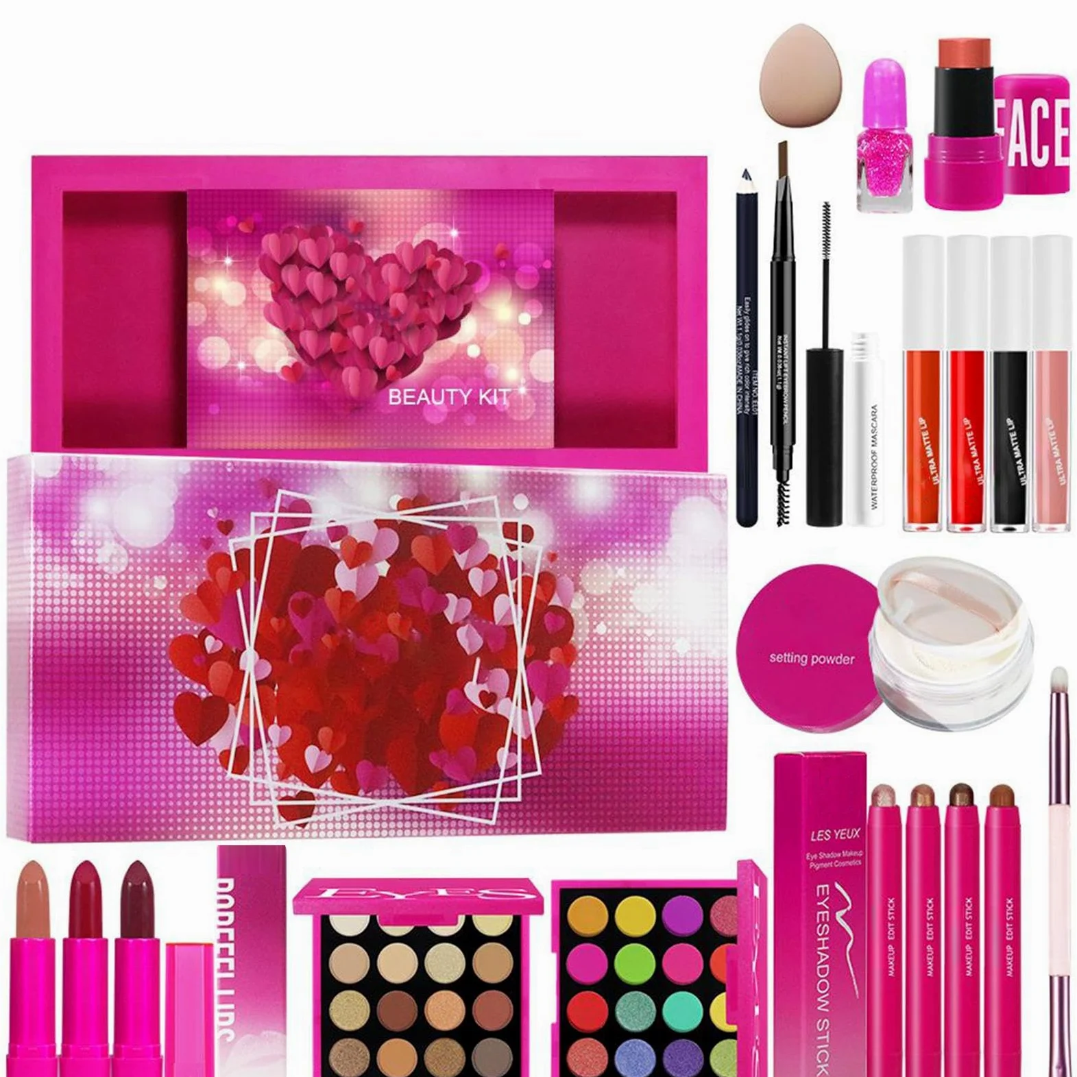 Kit Trucco Donna Trucco Completo Viso Occhi Labbra Per Donne | Rossetto Palette Ombretti Blush Cosmetici Con Pennelli Per Palcoscenico Viaggi E Lavoro