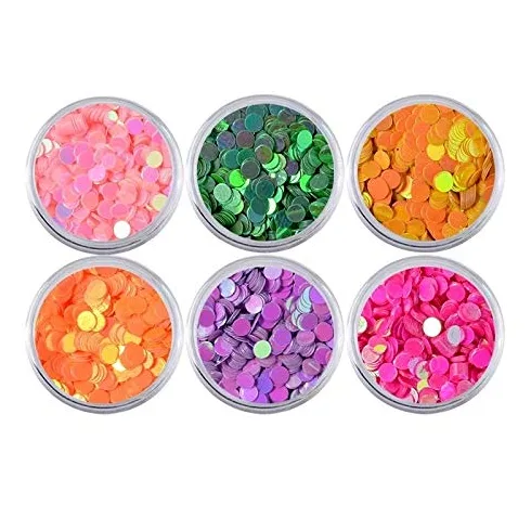 Paillettes per Nail Art 6 Box/Set Paillettes Rotondi per Unghie Glitter 3D Nail Art Decoration Decoration Attrezzi Manicure per Unghie