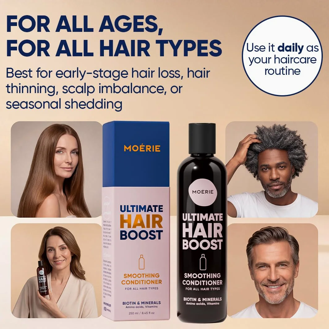 Moerie Balsamo Anti-Caduta Per Capelli Donna E Uomo, Più Lunghi E Pieni, Volumizzante, Vegan Friendly, Senza Parabeni E Silicone, Per Tutti I Capelli, Contro La Caduta Dei Capelli (250 Ml)x2