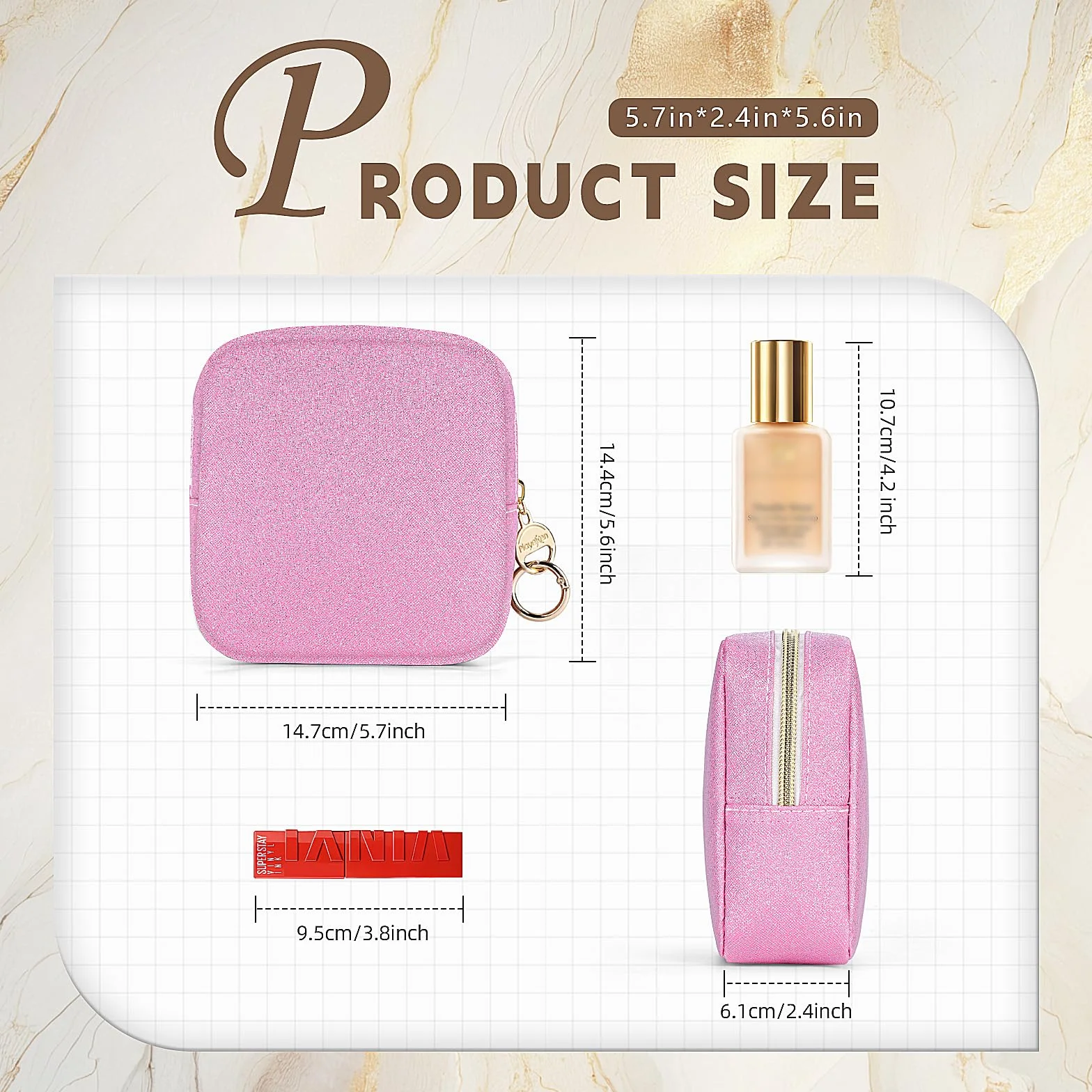 Beauty Case da Viaggio Trousse Trucchi Donna Pochette in Pelle Brillantini Borsa per Cosmetici Organizer Borse Makeup Trucco Organizer Portatile Accessori Viaggio per Ragazza Donna Compleanno(Rosa)