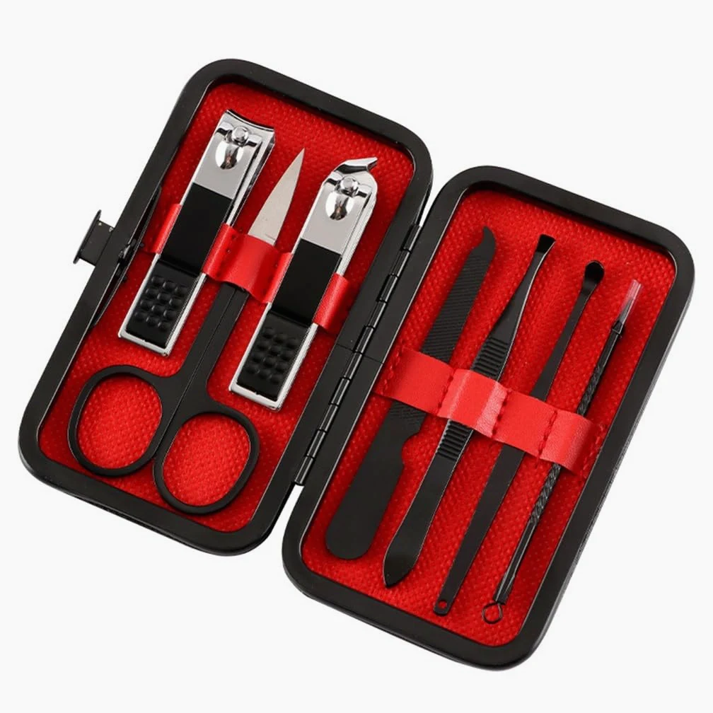 Set tagliaunghie Nero in Acciaio Inossidabile Tagliaunghie Business Tagliaunghie da 7 Pezzi Strumenti for Manicure