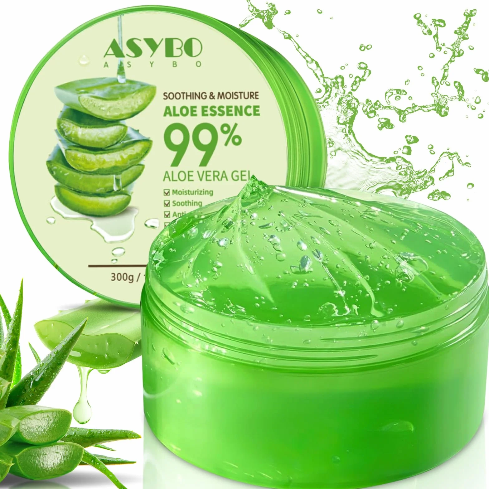 300 ml Aloe Vera Gel - Crema Idratante Aloe Vera Pura al 99% per Viso e Corpo, Crema Naturale all'Aloe per Pelli Secche, Scottature, Acne