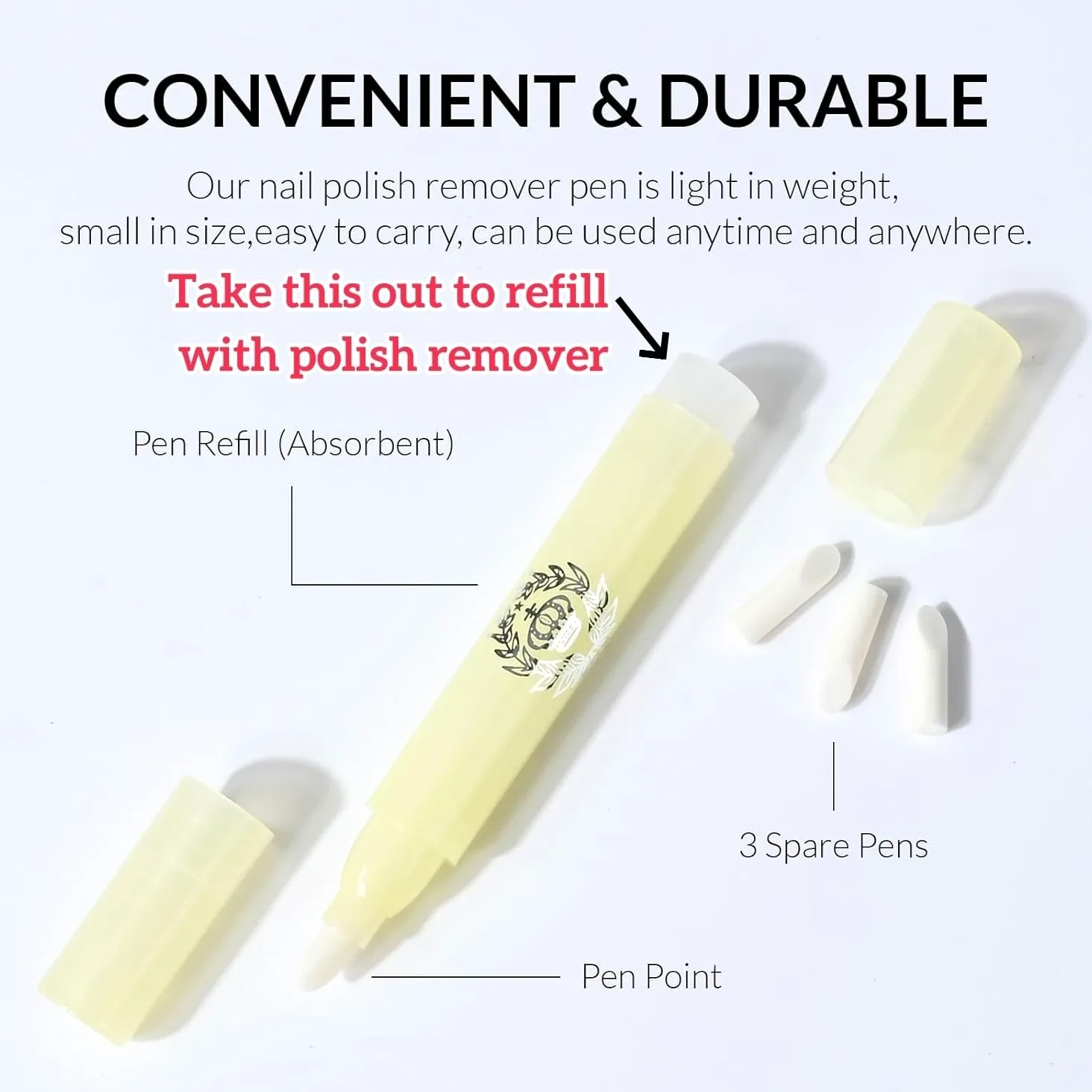 Penna per rimuovere lo smalto, correttore per smalto gel con punta in cotone, confezione da 3 pezzi per la pulizia dei bordi delle cuticole, per nail art fai da te