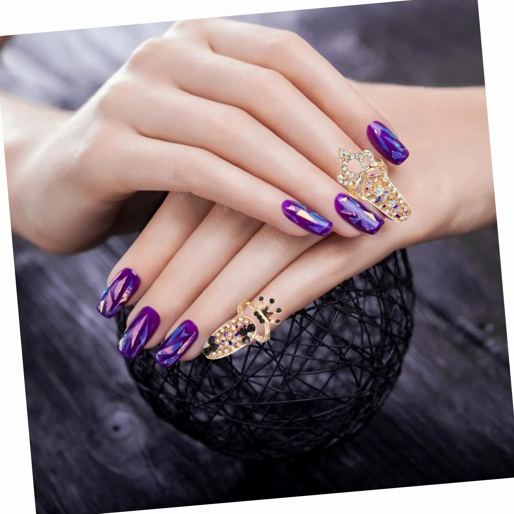 Mikinona Pz anello per unghie ordinare mini anelli per unghie mancia anelli pieni delle dita strass decorazioni unghie decorazioni per unghie Anello creativo gioielli per manicure lega