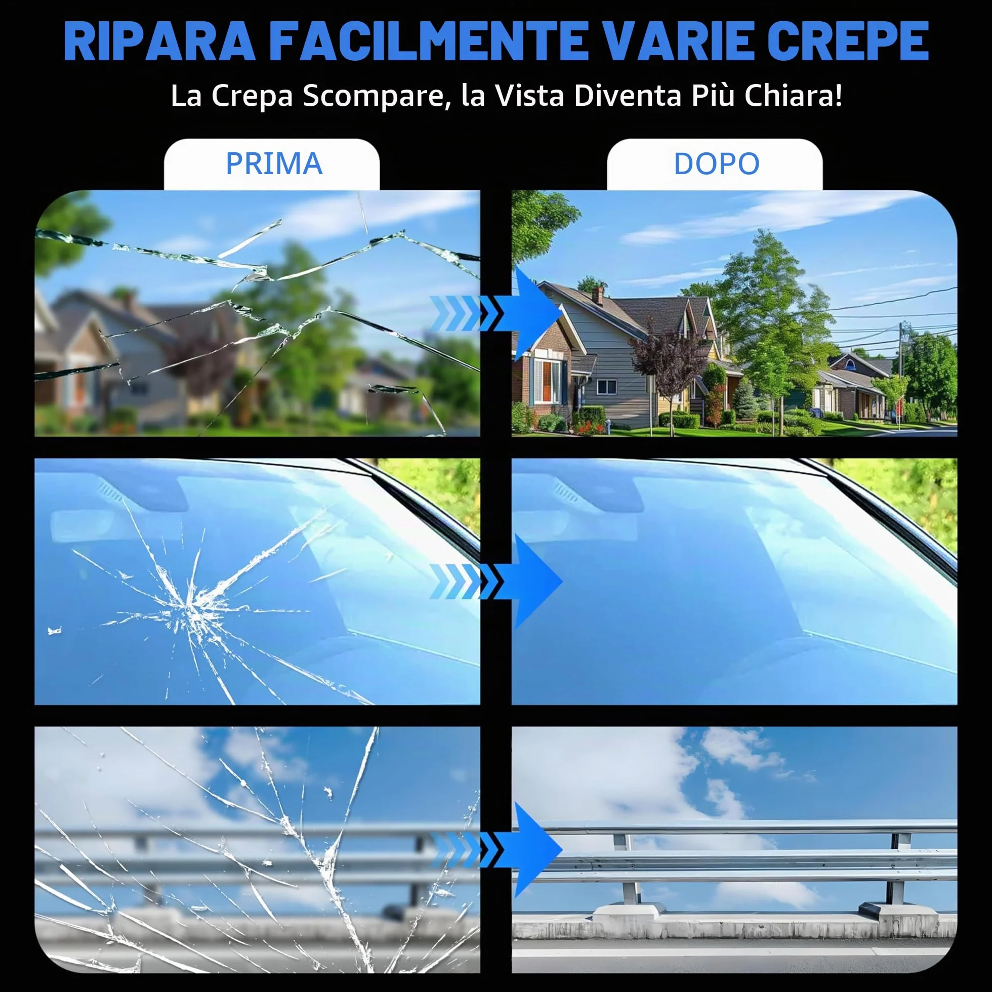 Kit di Riparazione del Vento Cracking per Chip e Cracks, Kit di Riparazione per Auto Windshield Crack Repair Liquid for Cracks, Kit di Riparazione del Chip Rock Windshield (1)