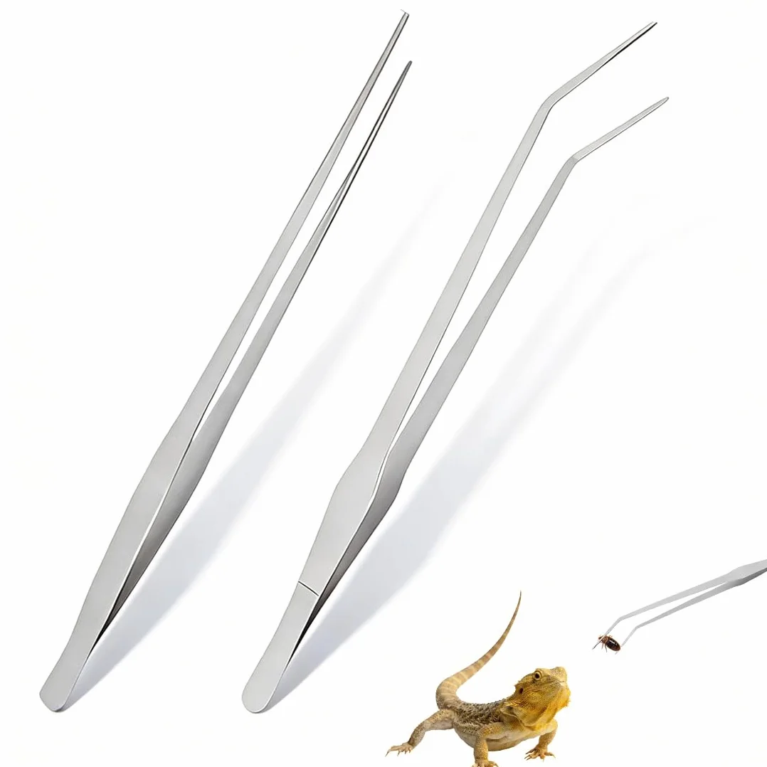 Pinzetta chirurgica in acciaio inossidabile a 2 pezzi, pinzetta professionale curva per unghie, adatta per la potatura e l'alimentazione delle piante acquatiche, 27 cm