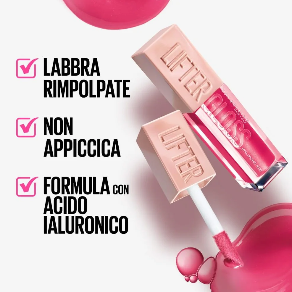 Maybelline New York Lifter Gloss, Lucidalabbra con acido ialuronico, Effetto rimpolpante e idratante, Silk (004), 5,4 ml