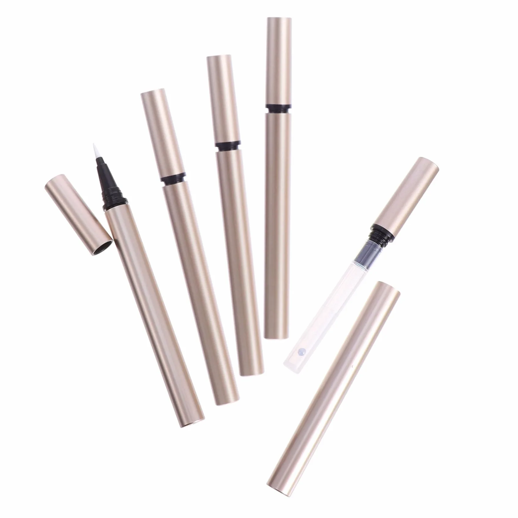 5 Pezzi Tubetti Vuoti per Eyeliner Liquido da 1ml in Plastico Oro, Contenitore Portatile per Penna Eyeliner Ricaricabile per Saloni di Bellezza