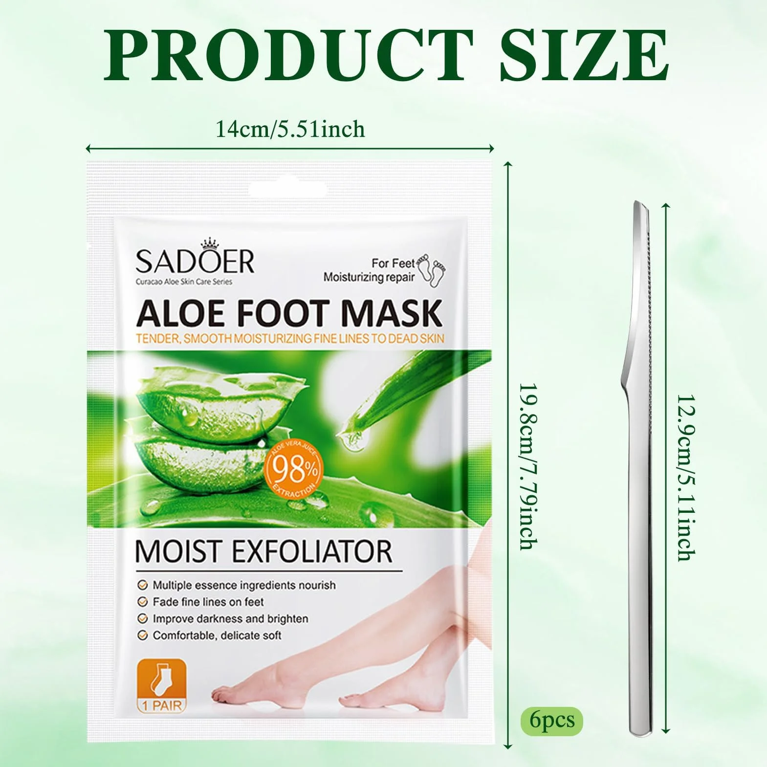 6 paia Maschera Esfoliante Piedi,Peeling Piedi,Idratante,Secchi e Screpolati,con Kit Pedicure per Uomo e Donna,Aloe Vera