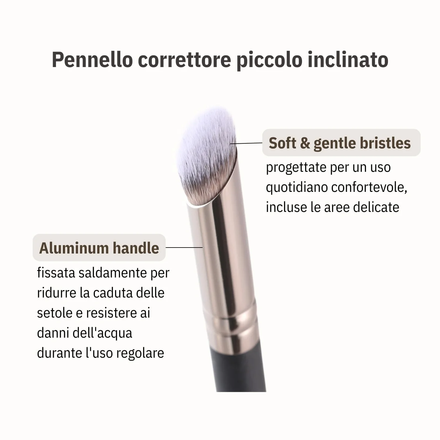 ENERGY 370S Pennello Correttore Piccolo per Copertura Mirata & Occhiaie – Pennello Trucco di Precisione con Setole Sintetiche Vegane