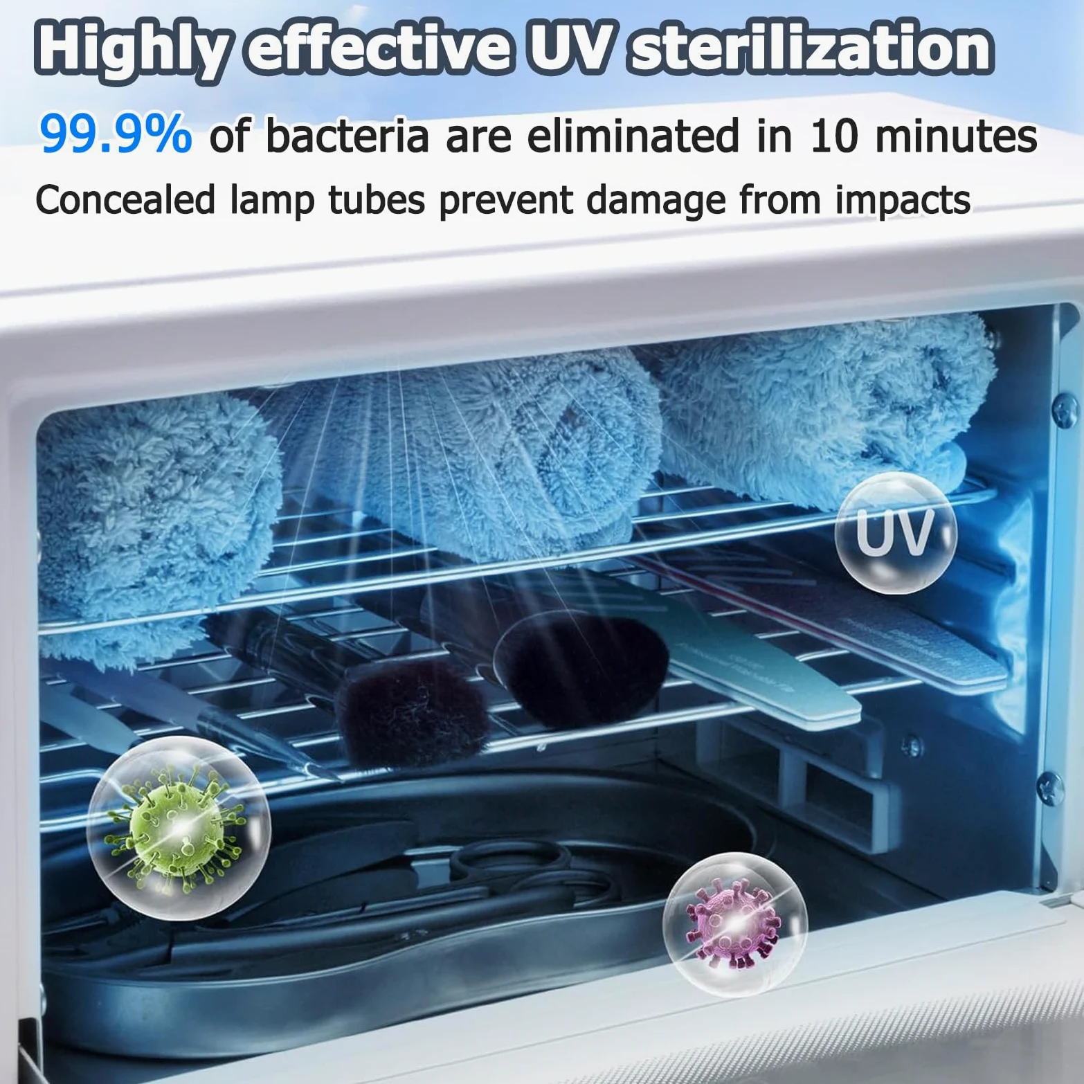 Armadietto sterilizzatore UV e asciugatrice, scatola di disinfezione ad alta temperatura per manicure, barbieri, spa, armadio multifunzionale per la pulizia (10L)