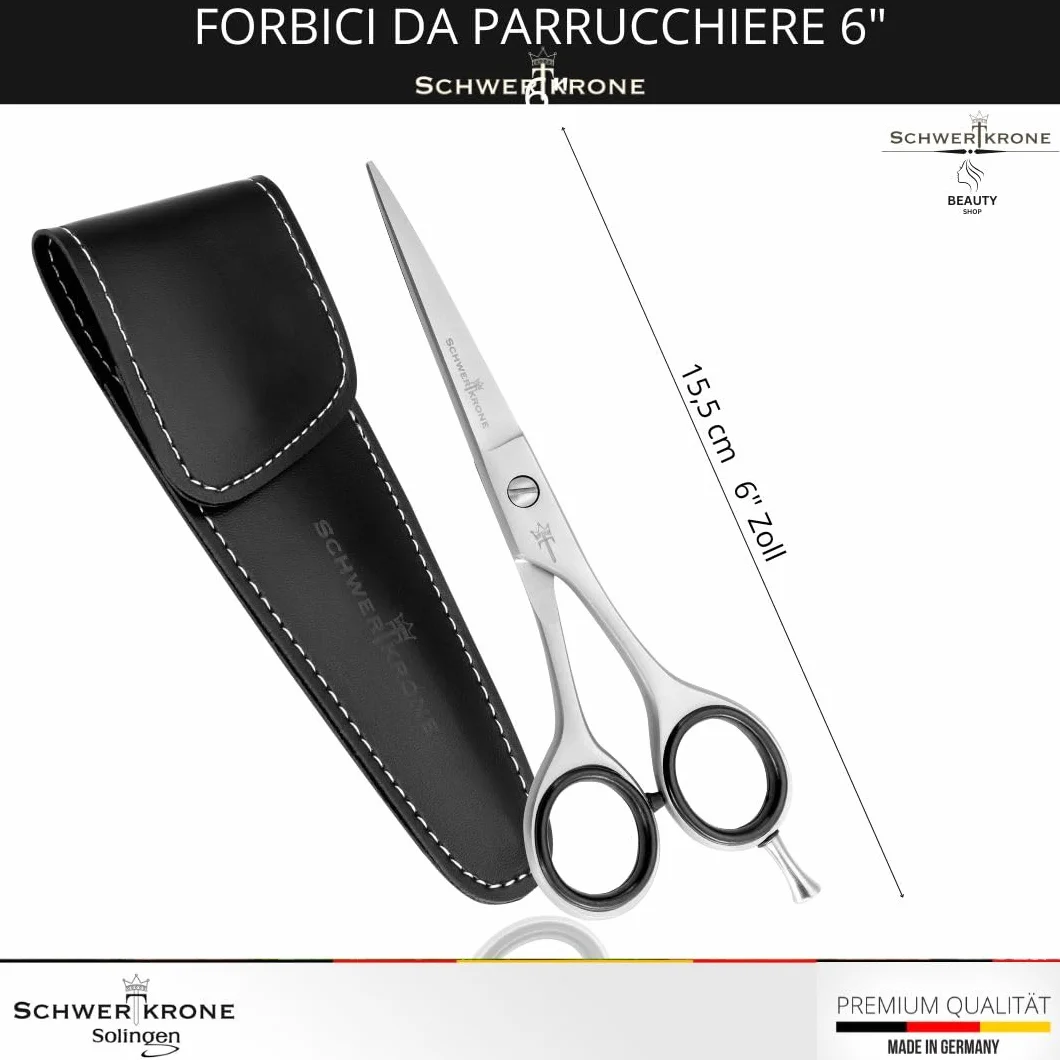 SCHWERTKRONE Forbici da Parrucchiere Micro-Dentatura Taglio Preciso Capelli Barba