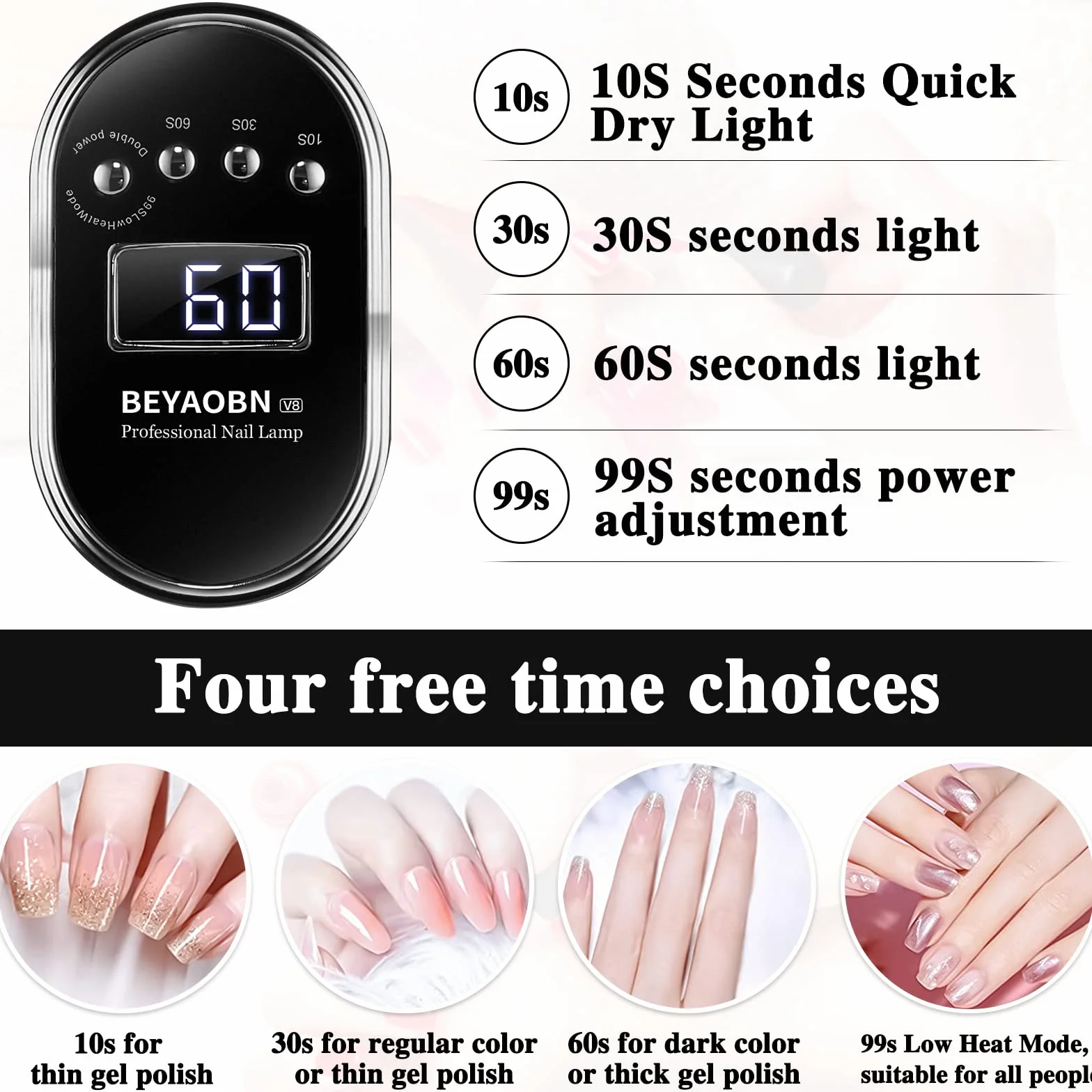 Lampada UV LED Lampada Unghie 168W Professionale, 4 Timer con 10s/30s/60s/99s, Fornetto per Manicure/Pedicure Permanente Smalto Semipermanente, Display LED Automatico Sensore