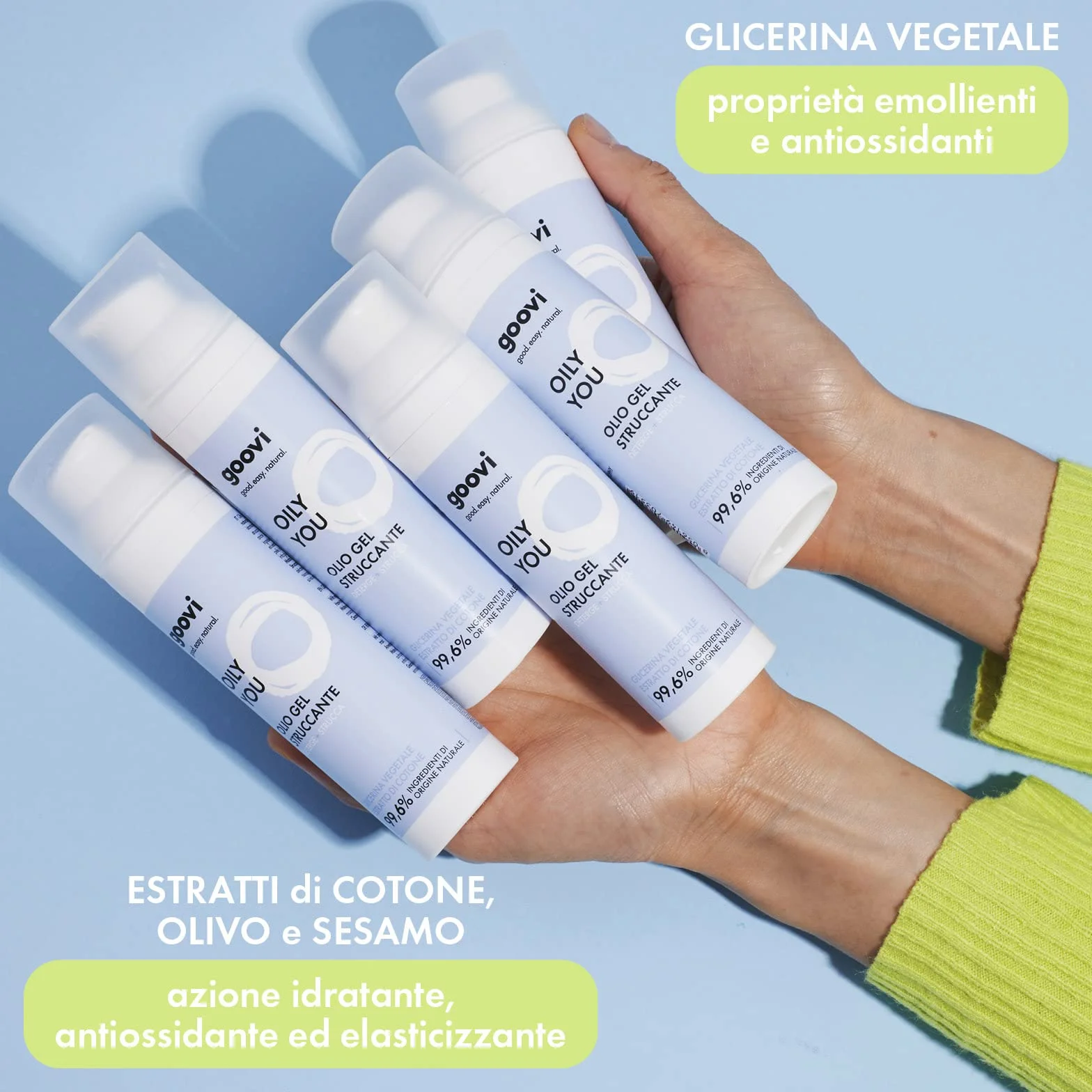 Goovi Olio Gel Struccante 75 ml Ideale per Tutti i Tipi di Pelle