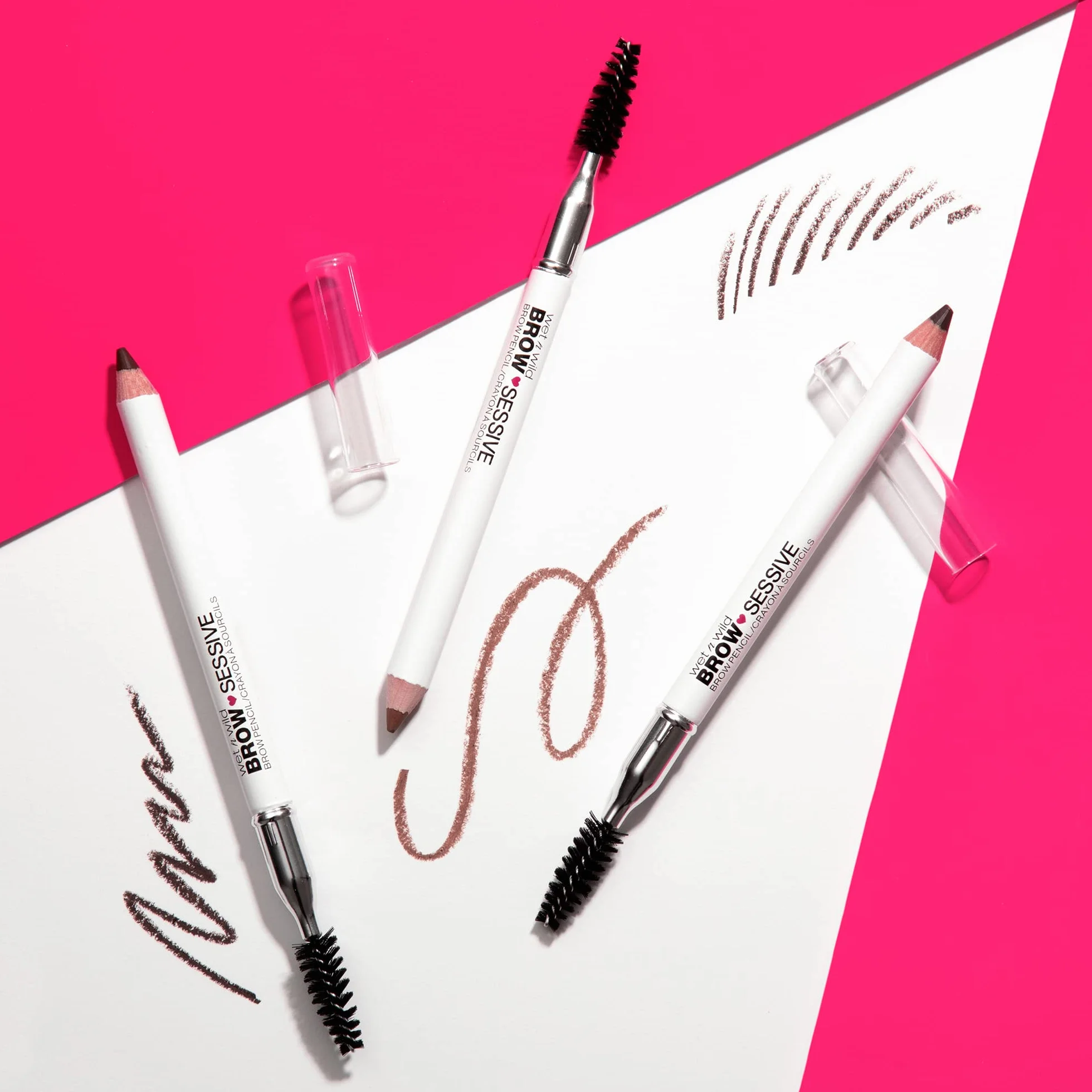 Wet n Wild, Matita Brow-Sessive, Matita a Doppia Punta con Pettinino per Sopracciglia Sottili e Spesse, Formula Naturale, Definizione del Colore Progressiva, Castano Scuro