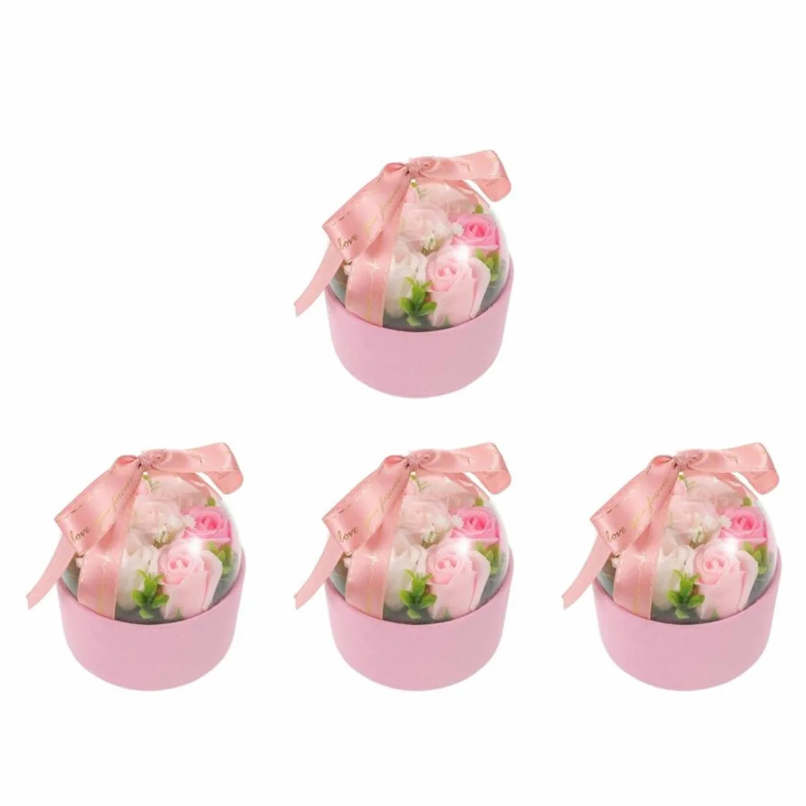 SHINEOFI 4 Pezzi Confezione Regalo di Fiori di Sapone Rosa, Profumata, | Rosa, Decorazione per Bagno e Salotto, Idea per Natale e San Valentino