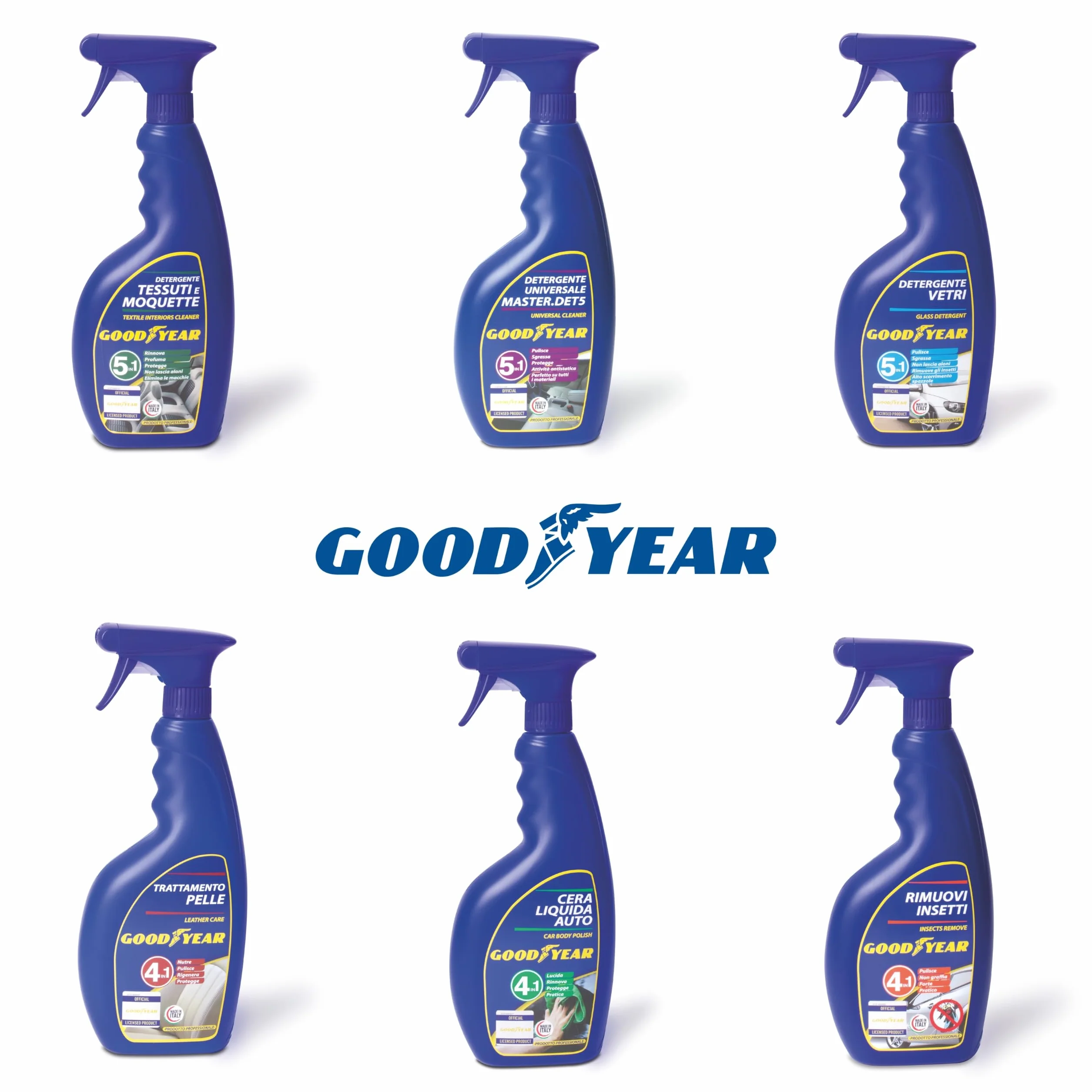 Goodyear Detergente Tessuti e Moquette 750 ml 5 in 1 – Pulitore Interni Auto