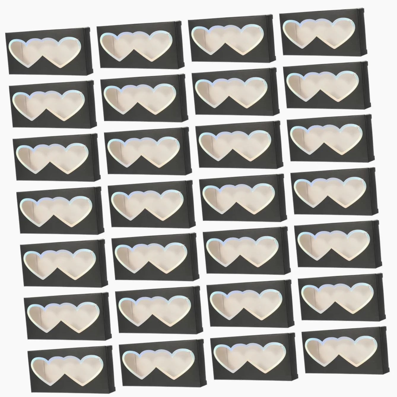 Scatola per Imballaggio Ciglia Finte a Cuore Nera 50 Pezzi | Carta, Coperchio Trasparente, per Uso Quotidiano e Outdoor, Confezione da 50