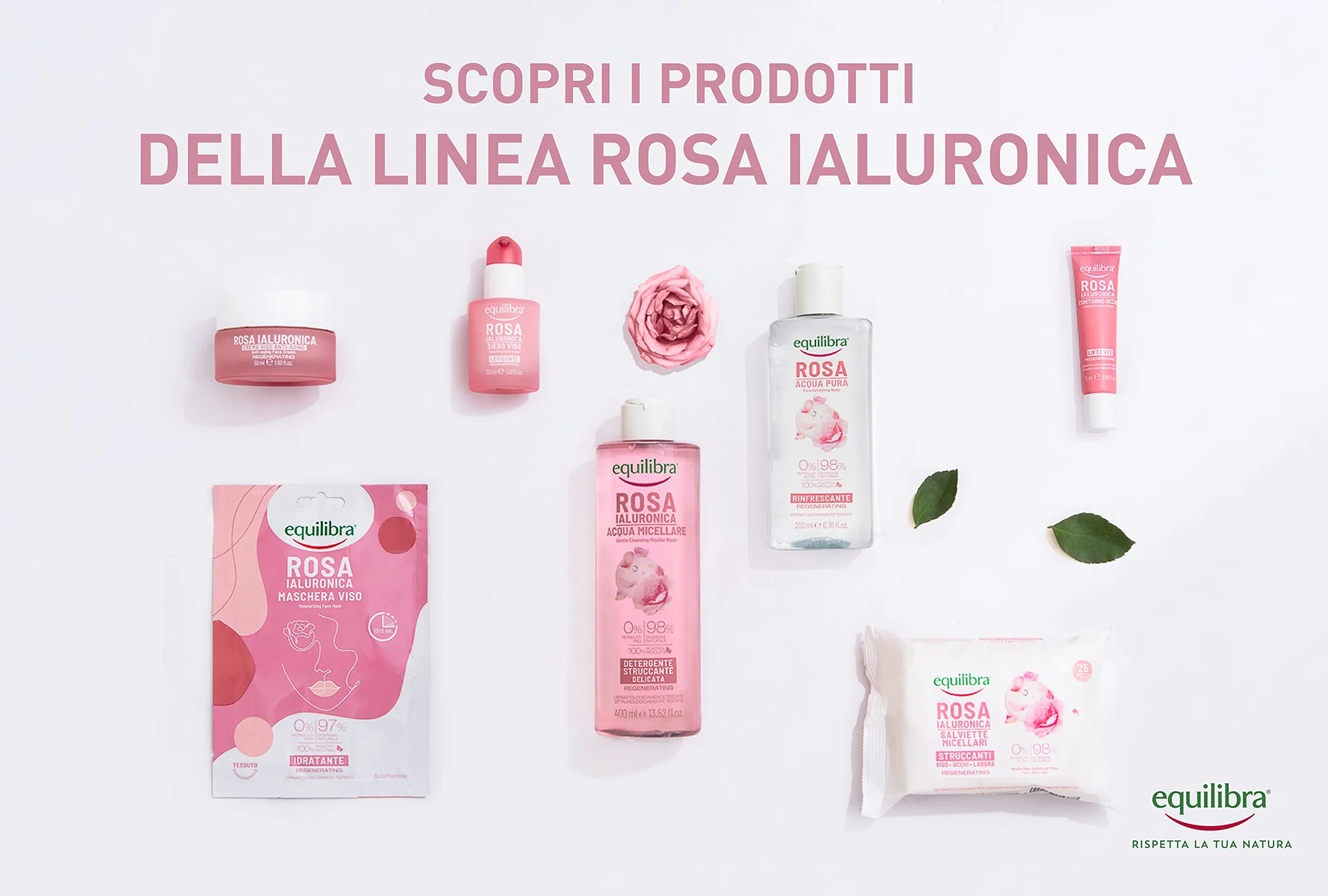 Equilibra Viso, Rosa Ialuronica Contorno Occhi Liftante, Siero Contorno Occhi a Base di Estratto di Rosa Damascena, Acido Ialuronico, Attivo da Semi di Sesamo e Microalghe, Effetto Lifting, 15 ml
