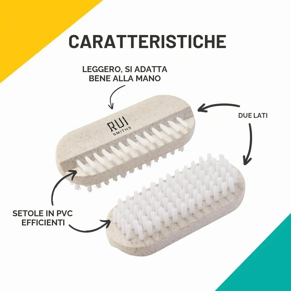 Rui Smiths CarbonConscious Spazzola per pulizia unghie setole 2 lati manicure pedicure bioplastica paglia grano