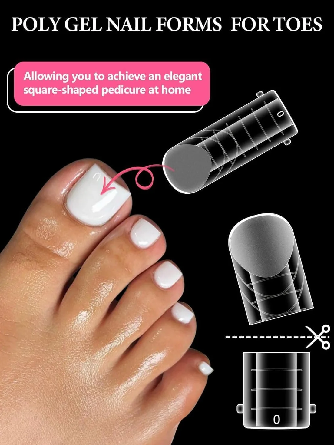 TOROKOM Unghie Finte Nail System Dual ToeNail Form 120 PCS Matte Riutilizzabili Pedi Dual Form Kit Lunghe Quadrate Acrilico Tips