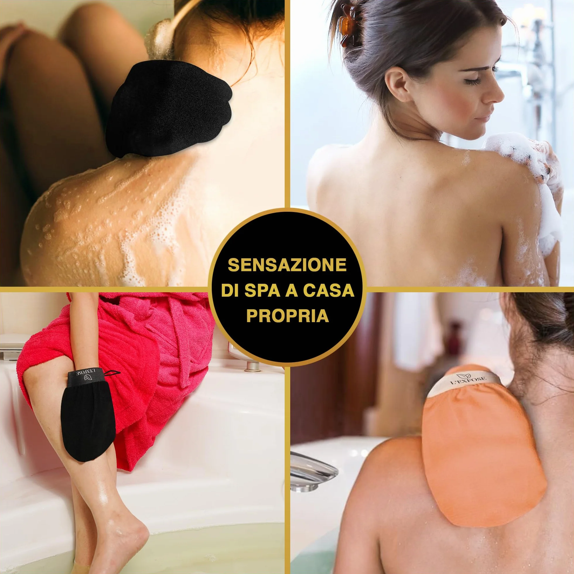L'Exfose guanto esfoliante corpo in viscosa kessa scrub - rimuove cellule morte e idrata
