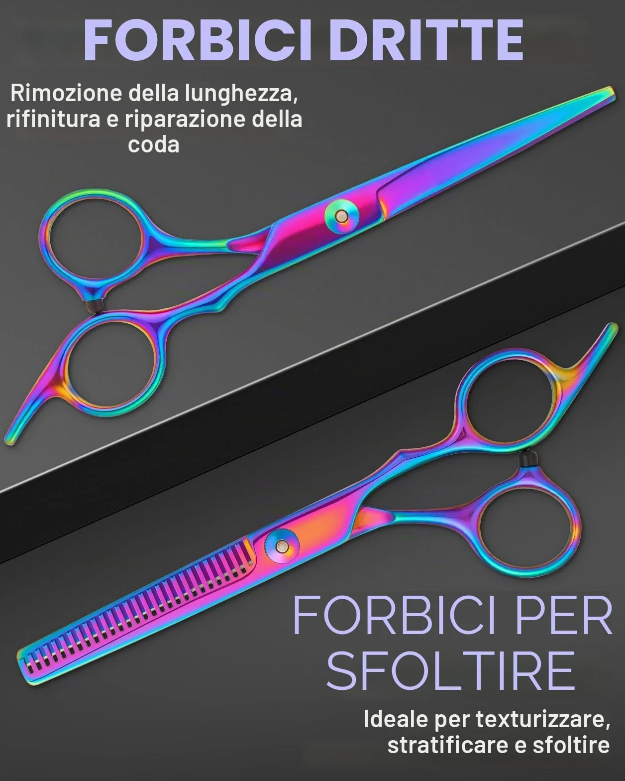 Forbici Parrucchiere Professionali 13 PCS Acciaio Inox Multicolore 6.7"