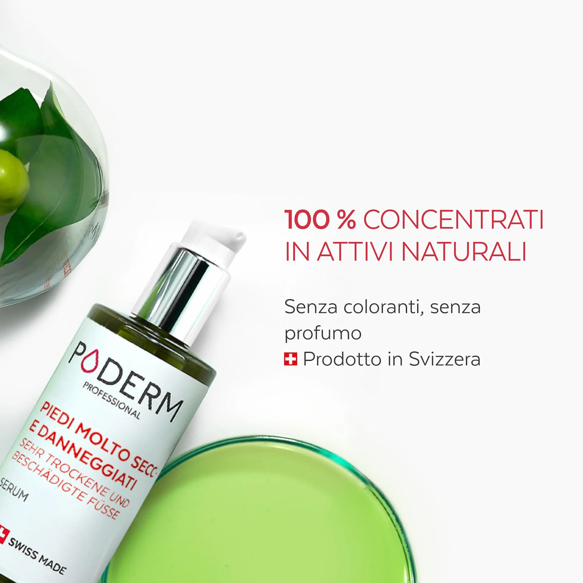 PODERM Swiss Made Cura dei piedi Ripara e nutre intensamente 24 ore Piedi secchi danneggiati Ingredienti 100% naturali