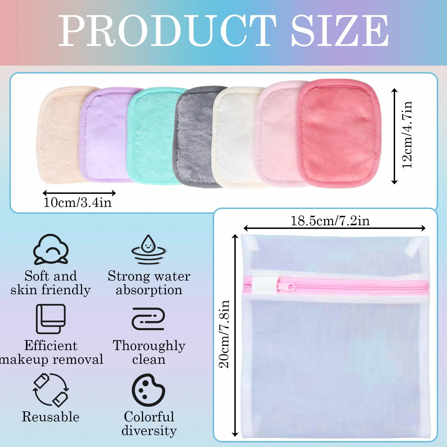 7 Pads Dischetti Struccanti Riutilizzabili, Salviette Struccanti per Viso con custodia, Spugnette Morbide, detergenti, senza nanoparticelle, per viso, occhi, labbra