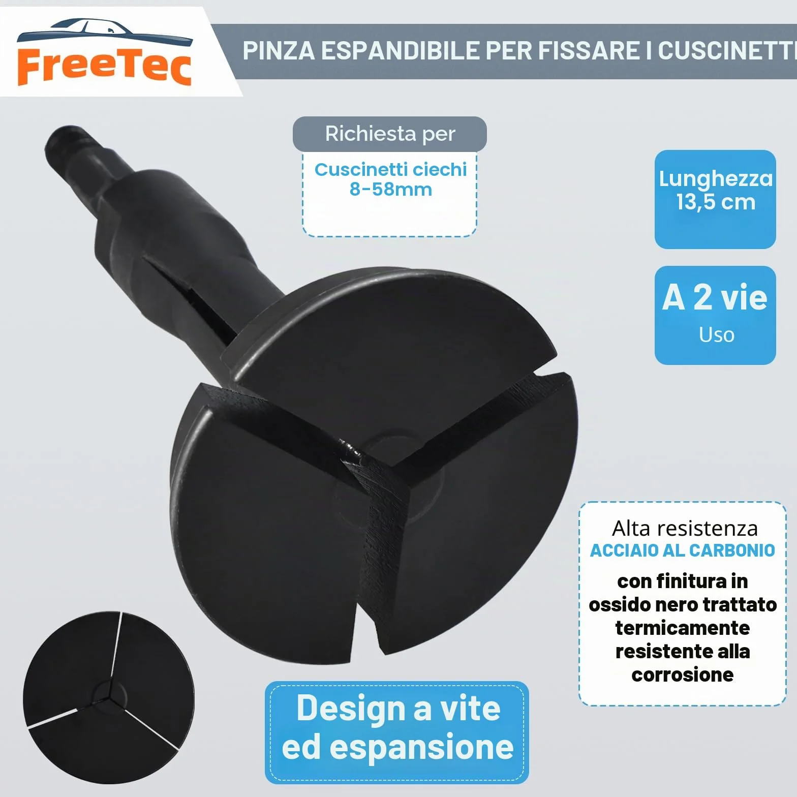 FreeTec 16pz Kit Estrattore Cuscinetti Interni 8-58mm con Martello per Auto Camion Moto