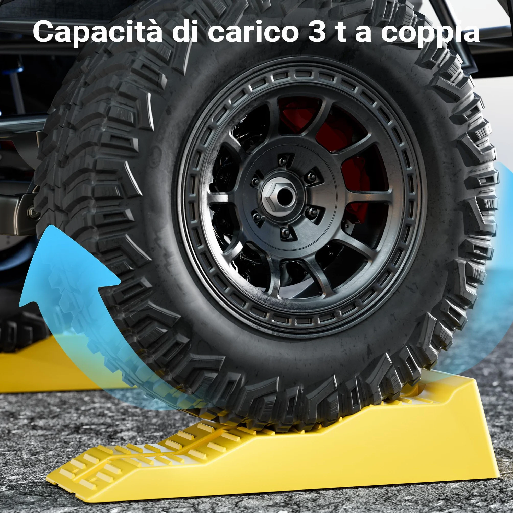Cunei fermaruota Wiltec 3 altezze 40/70/100 mm Set 2 pezzi capacità carico 3 t per auto camper roulotte