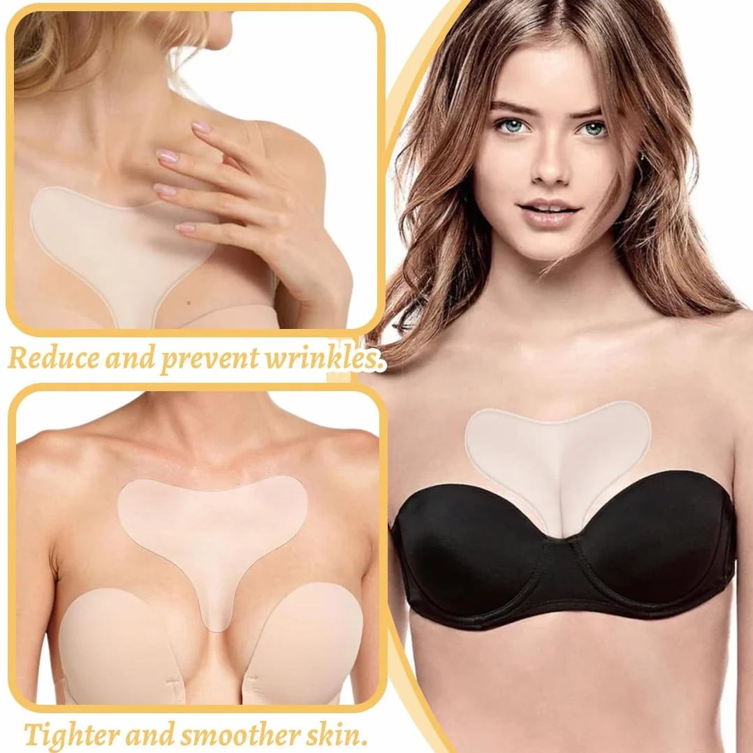 4 Pezzi Cerotti Antirughe in Silicone Trasparente per Collo, Décolleté e Petto – Patch Riutilizzabile Notturna per Donna e Ragazza, Cuscinetto Antietà per Prevenzione Rughe e Lift Cutaneo