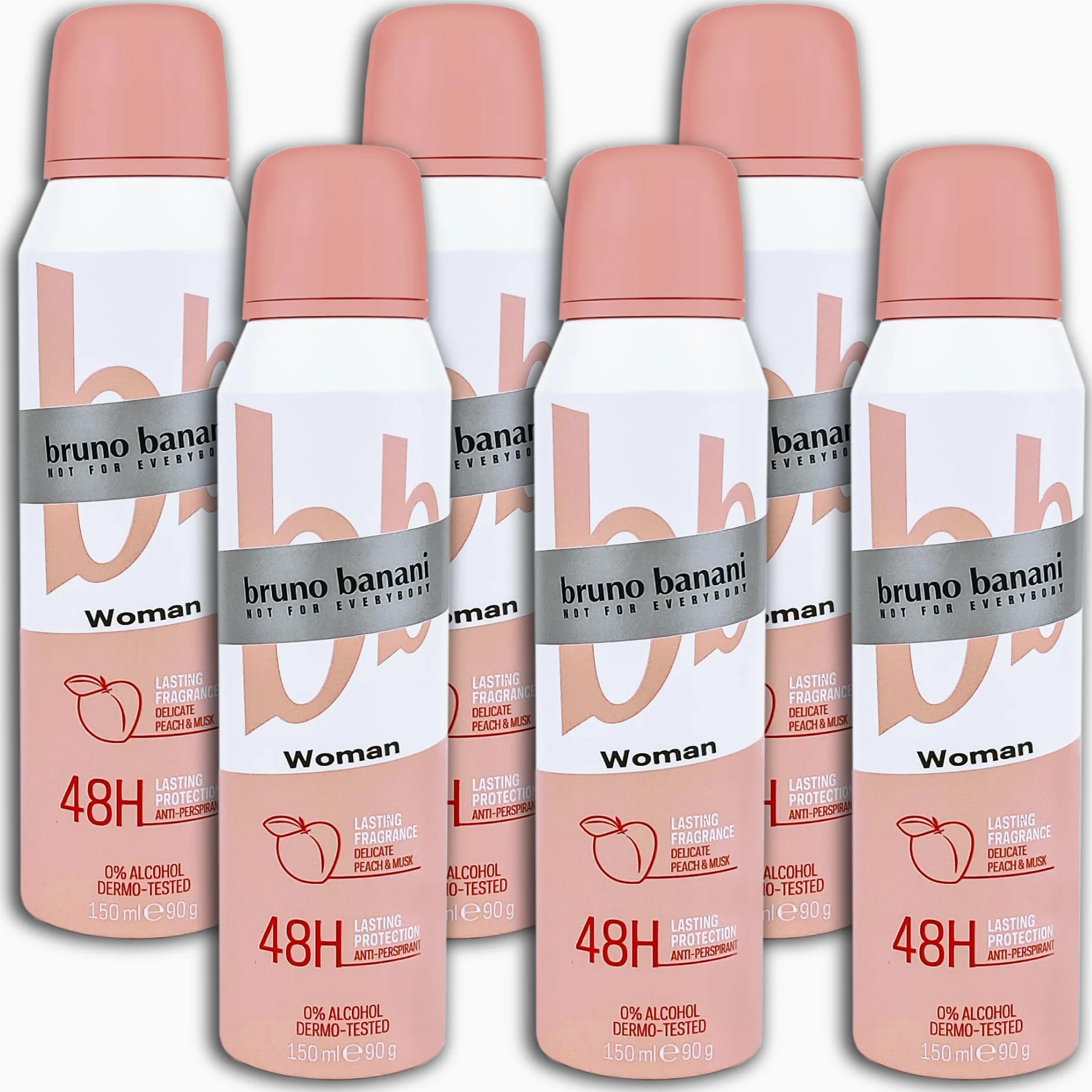 Deodorante spray bruno banani antitraspirante da donna, 6 x 150 ml