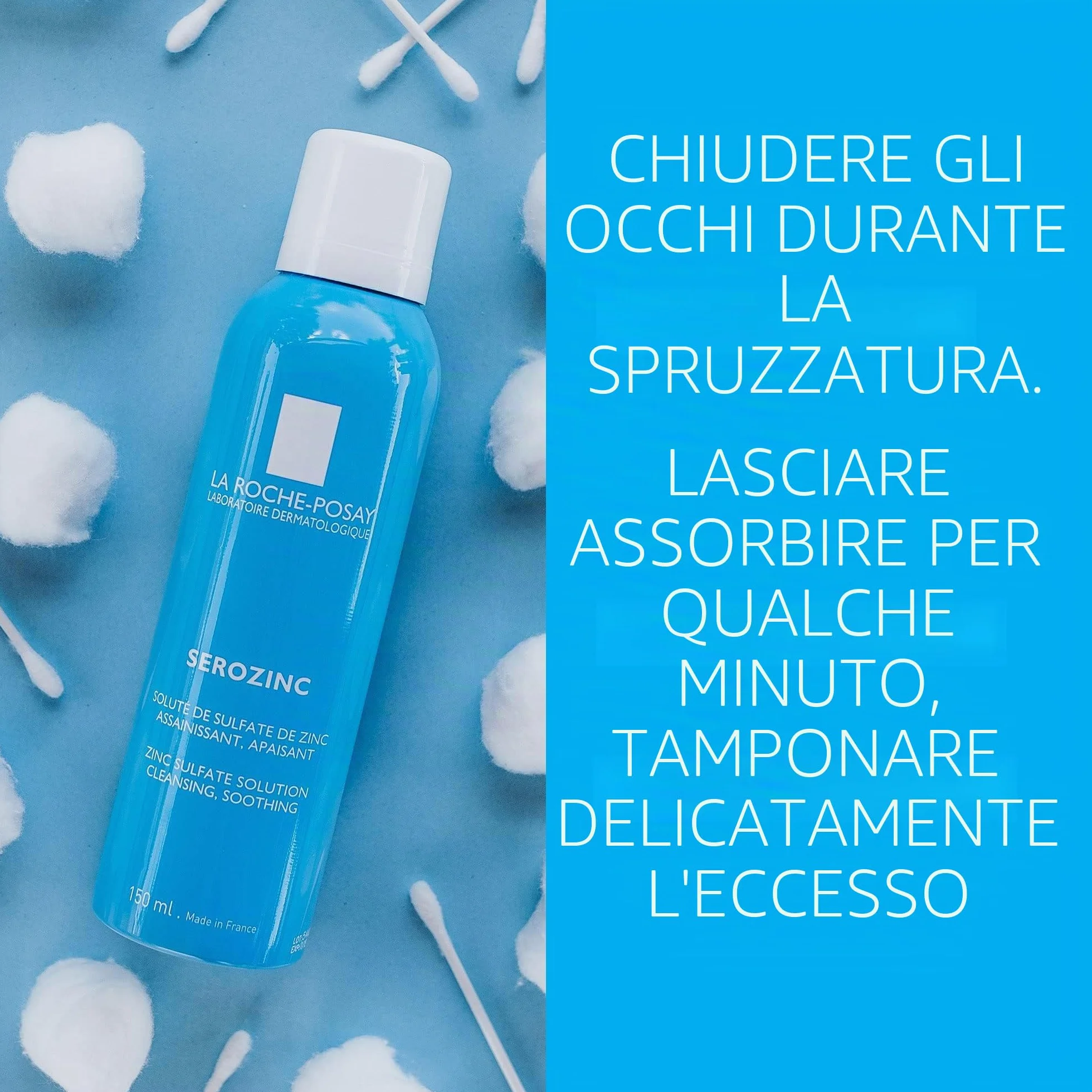 La Roche-Posay Serozinc, Tonico Spray Detergente e Astringente, Pelle Detersa e Lenita, Con Zinco Solfato e Acqua Termale, Con Proprietà Sebo-regolatrici, 150 ml