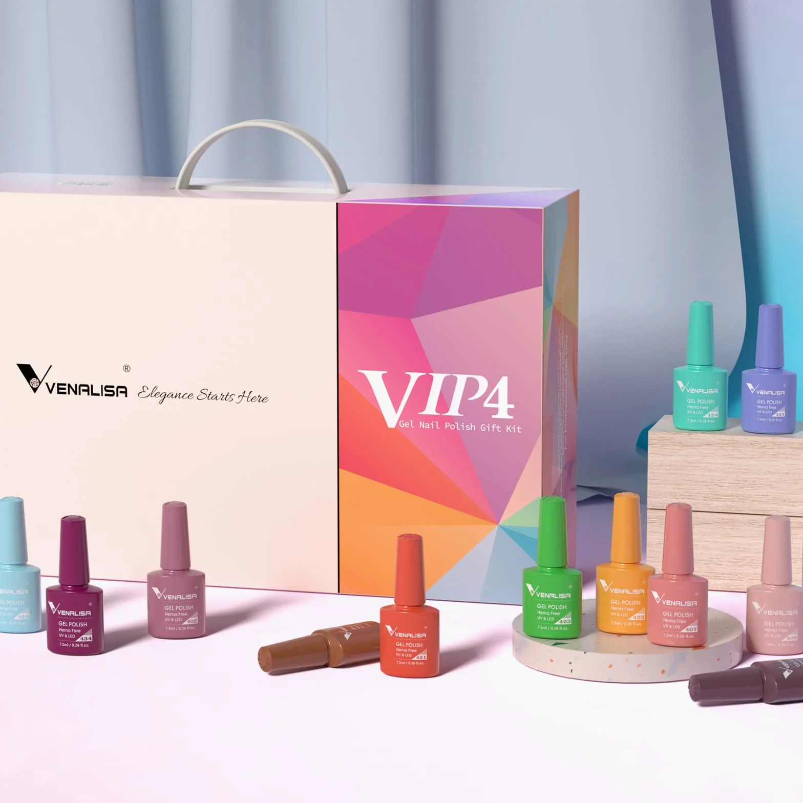 VENALISA, set di smalti UV, gel 65 colori con top coat & base primer per unghie in studio nail art, manicure