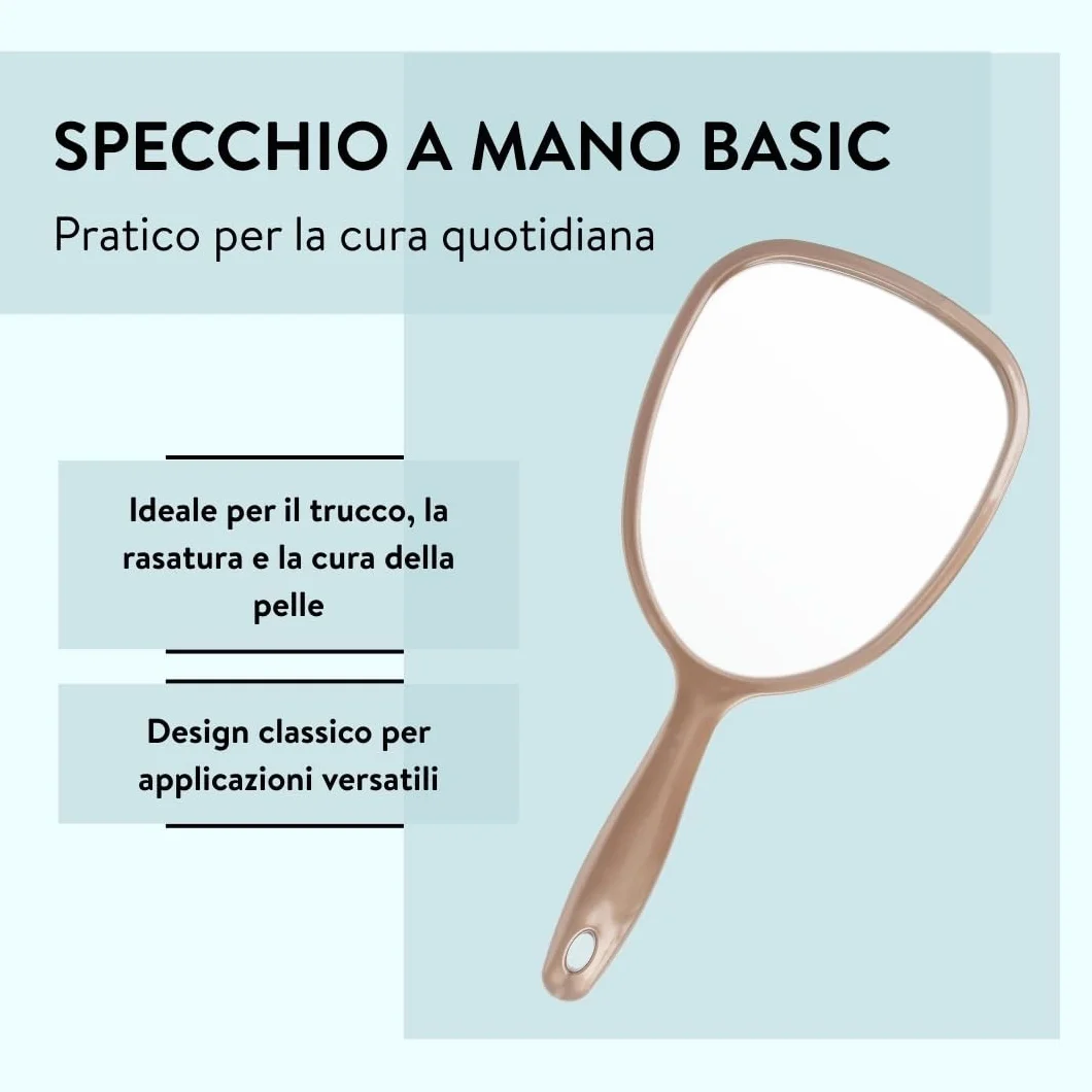PARSA BEAUTY specchio ovale 14,5 x 11,5 cm Champagne ergonomico per capelli e cura del viso
