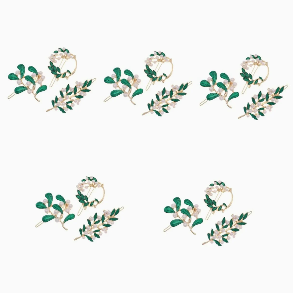 minkissy 15pezzi Fermagli Per Eleganti Con Design Foglia e Perla Di Clip Lega Per Accessori Moda Da Donna e Ragazze Per Occasioni Speciali e Uso Quotidiano