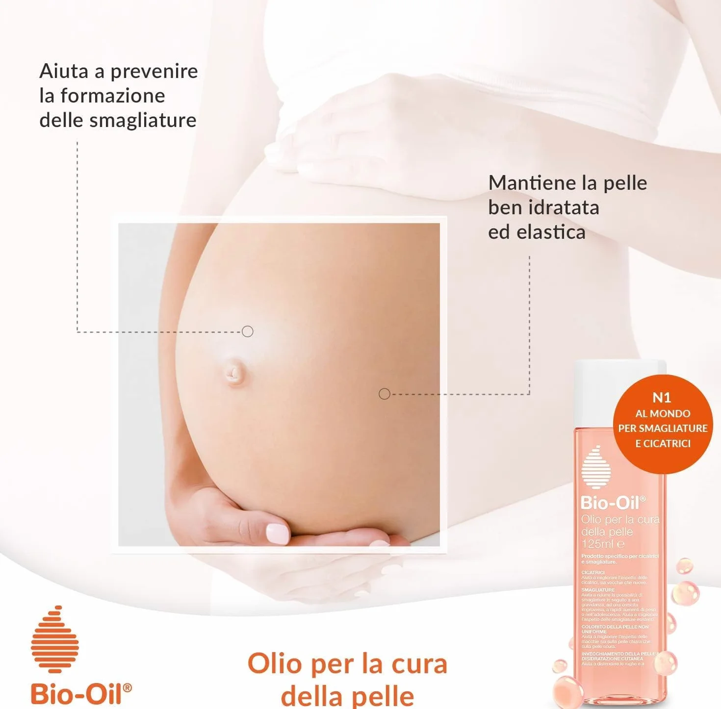 Bio-Oil Olio Trattamento Per La Pelle Idratante Cicatrizzante Anti Smagliature, 125 ml