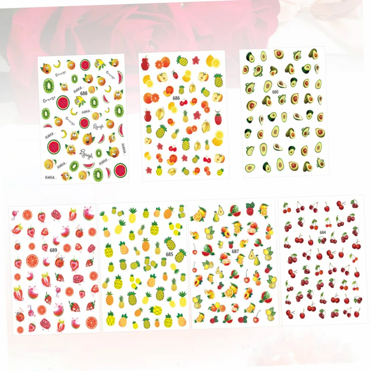 3 Set Adesivi Per Unghie Design Frutta Decorazioni Manicure Facili Applicare Per Donne E Ragazze Per Feste E Speciali 12 Fogli*3