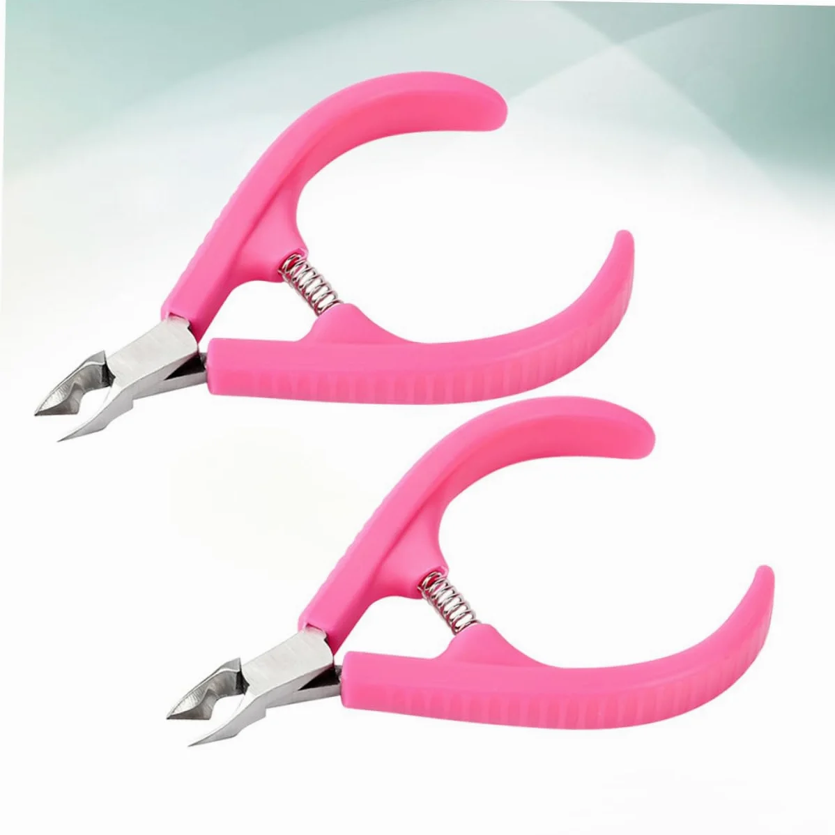 FRCOLOR 6pezzi Pinze Per Cuticole Plastica Con Manico Antiscivolo Per Manicure e Pedicure Rosa Strumento Professionale Per Rimuovere La Morta Salone e Casa