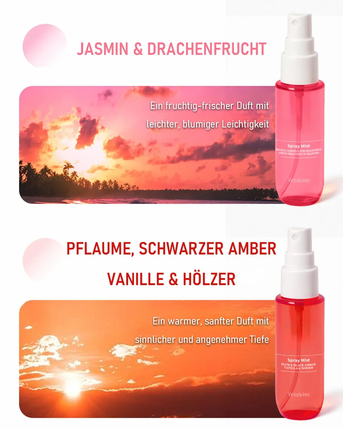 Set spray per il corpo da donna, 4 × 40 ml, profumo a lunga durata, profumo elegante e fresco, nebulizzazione fine, capelli e corpo per tutti i giorni, viaggi e occasioni speciali