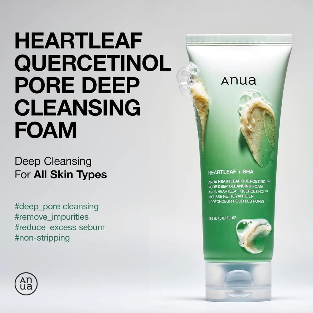 Anua Mild Double Cleanser Duo for Facial wash : Heartleaf Pore Control Cleansing Oil Mild & Heartleaf Quercetinol Pore Deep Face Wash for Double Cleansing Routine, Korean Skincare