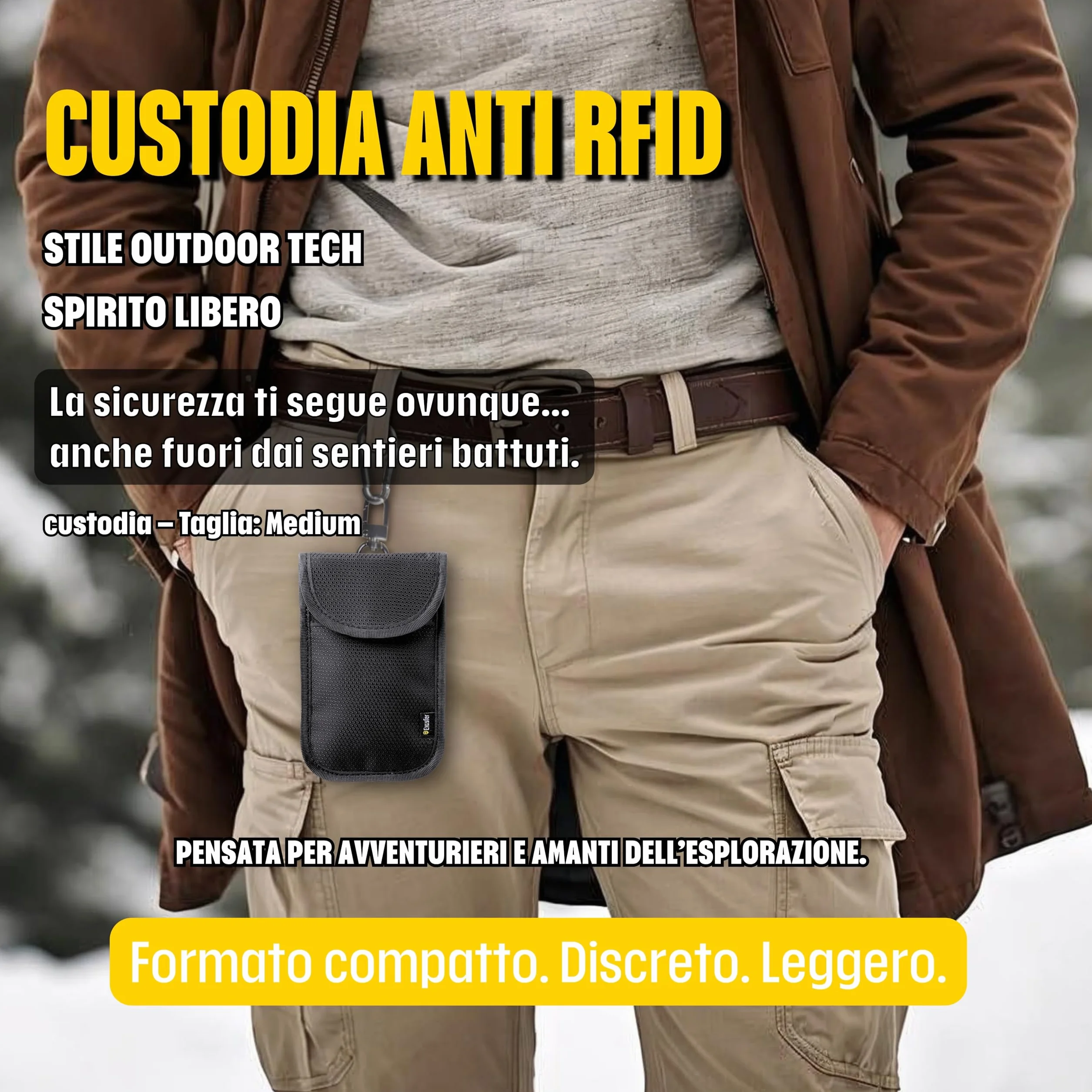 Custodia Schermata Chiave Keyless Ripstop Medium Gabbia Faraday Antifurto Auto Blocco Segnale RFID