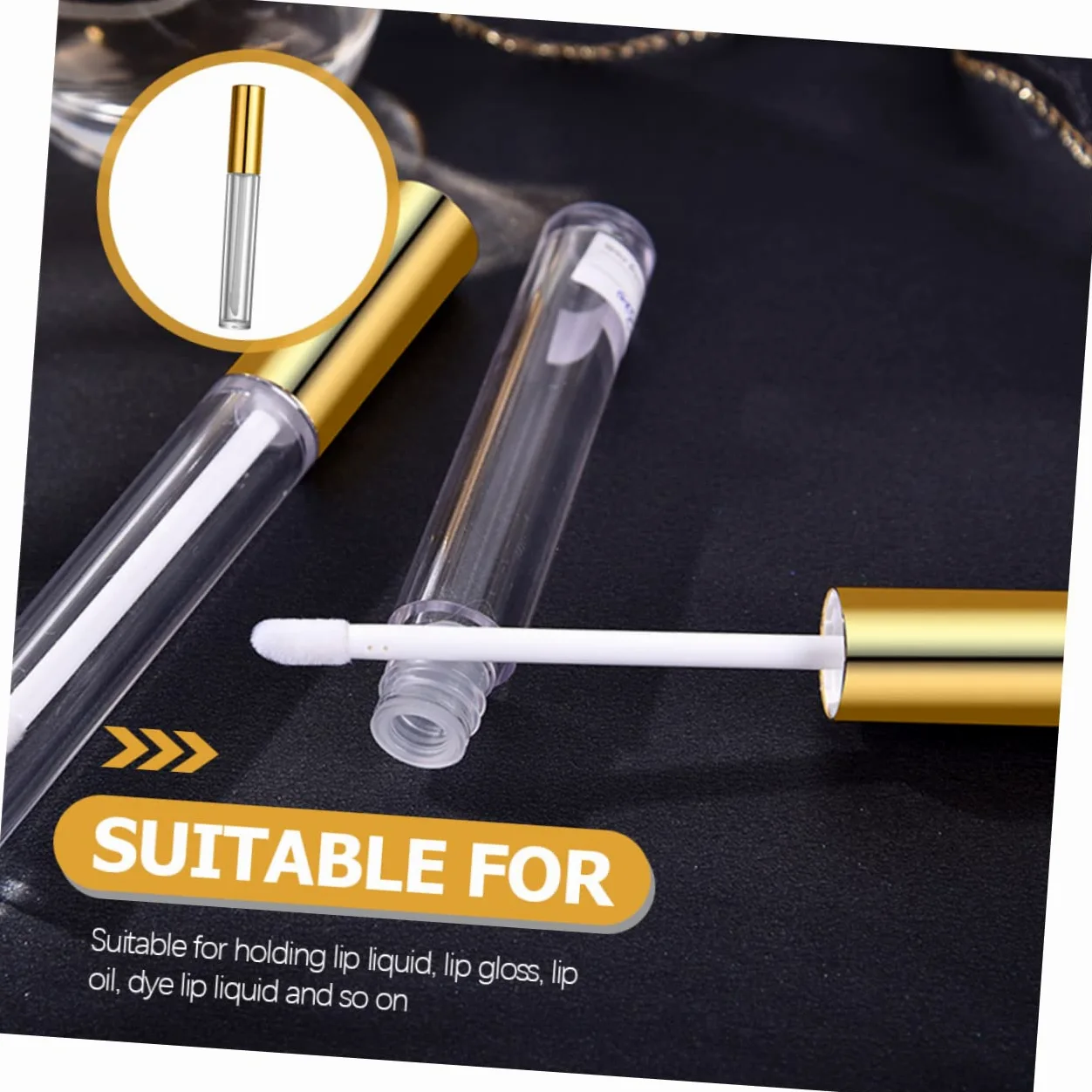 Tubo Lucidalabbra Vuoto 10ml in Plastico Coperchio Oro | 40 Pezzi, per Makeup e Lip Gloss, Formato Leggero e Facile da Trasportare