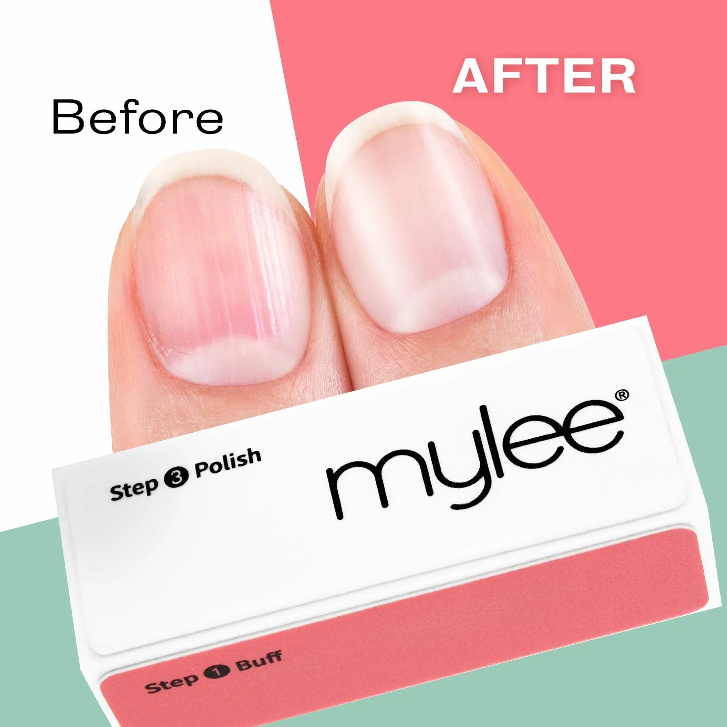 Mylee Buffer per unghie a 3 lati – Trattamento per manicure professionale, Tripla grana (320/600/3000), Blocco lucidante per preparazione smalto gel e acrilico – Lucida unghie naturali