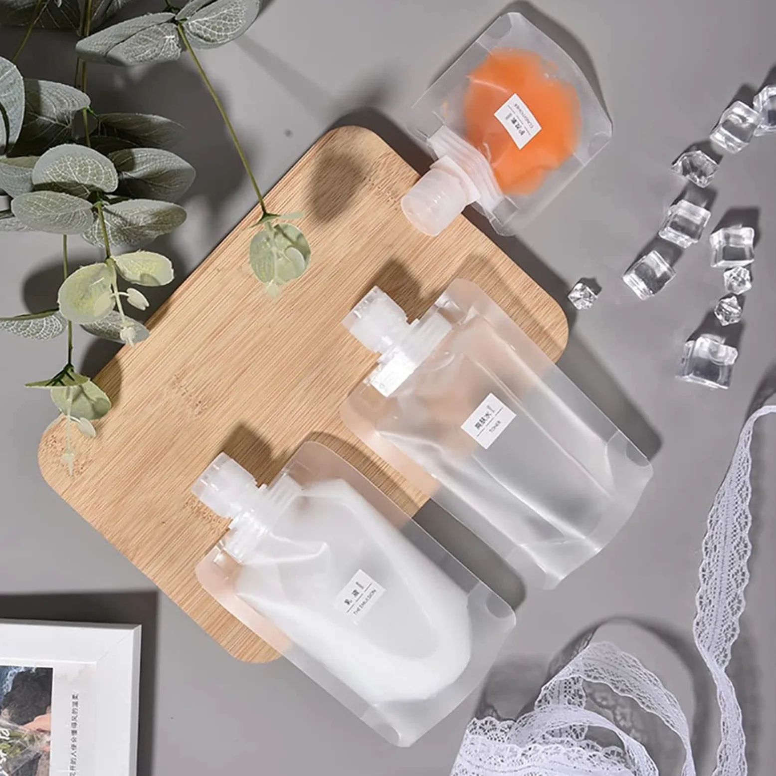 9 sacchetti da viaggio portatili per cosmetici, trasparenti, a prova di perdite, ricaricabili, contenitori da viaggio, sacchetti per cosmetici, lozioni, shampoo, liquidi, 100 ml.