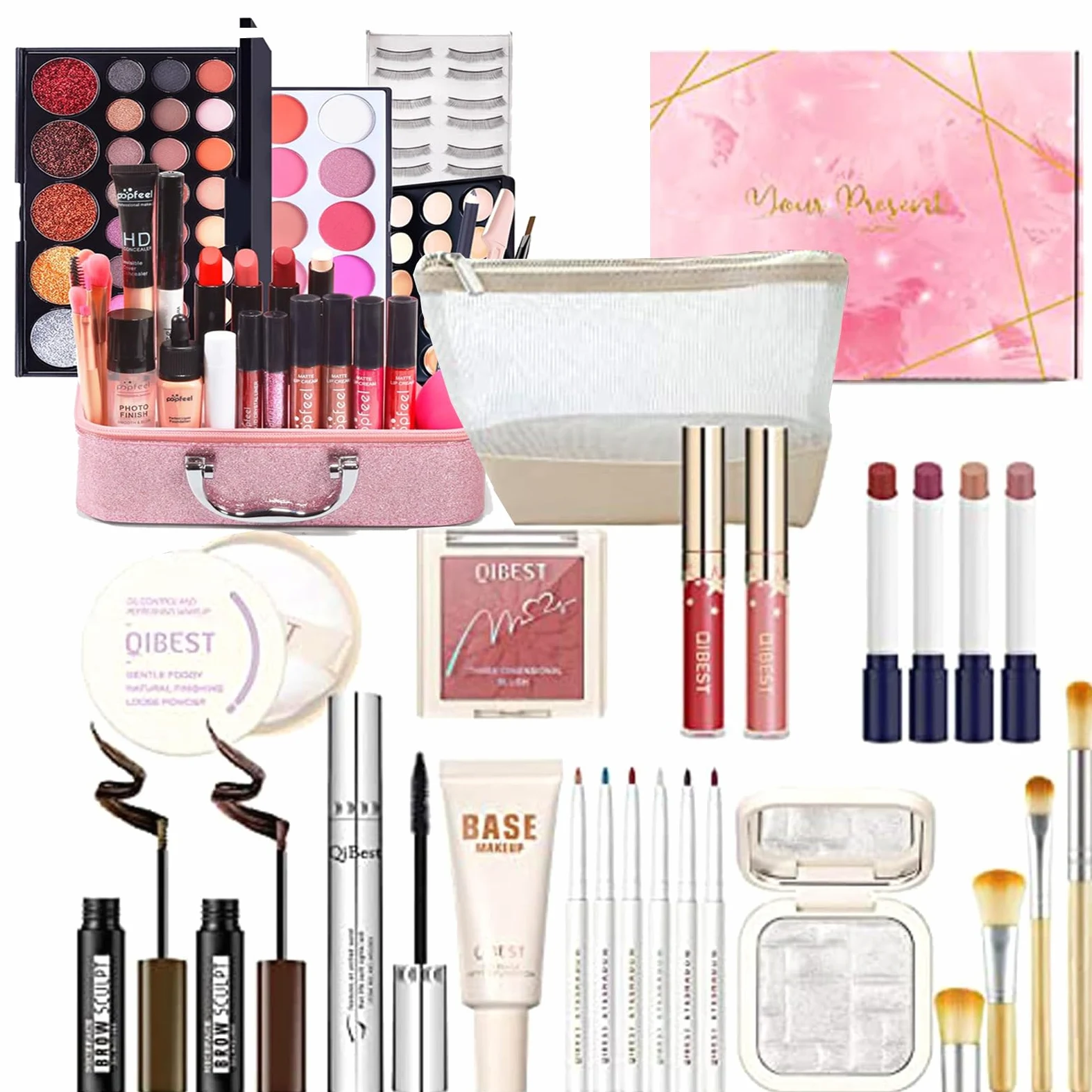 Kit per il Trucco di Bellezza, Set di Trucchi Completo Trousse di Trucchi Palette Ombretti Correttore Fard Cosmetics Astuccio per il Trucco Palette Trucchi per Occhi, Viso e Labbra #4
