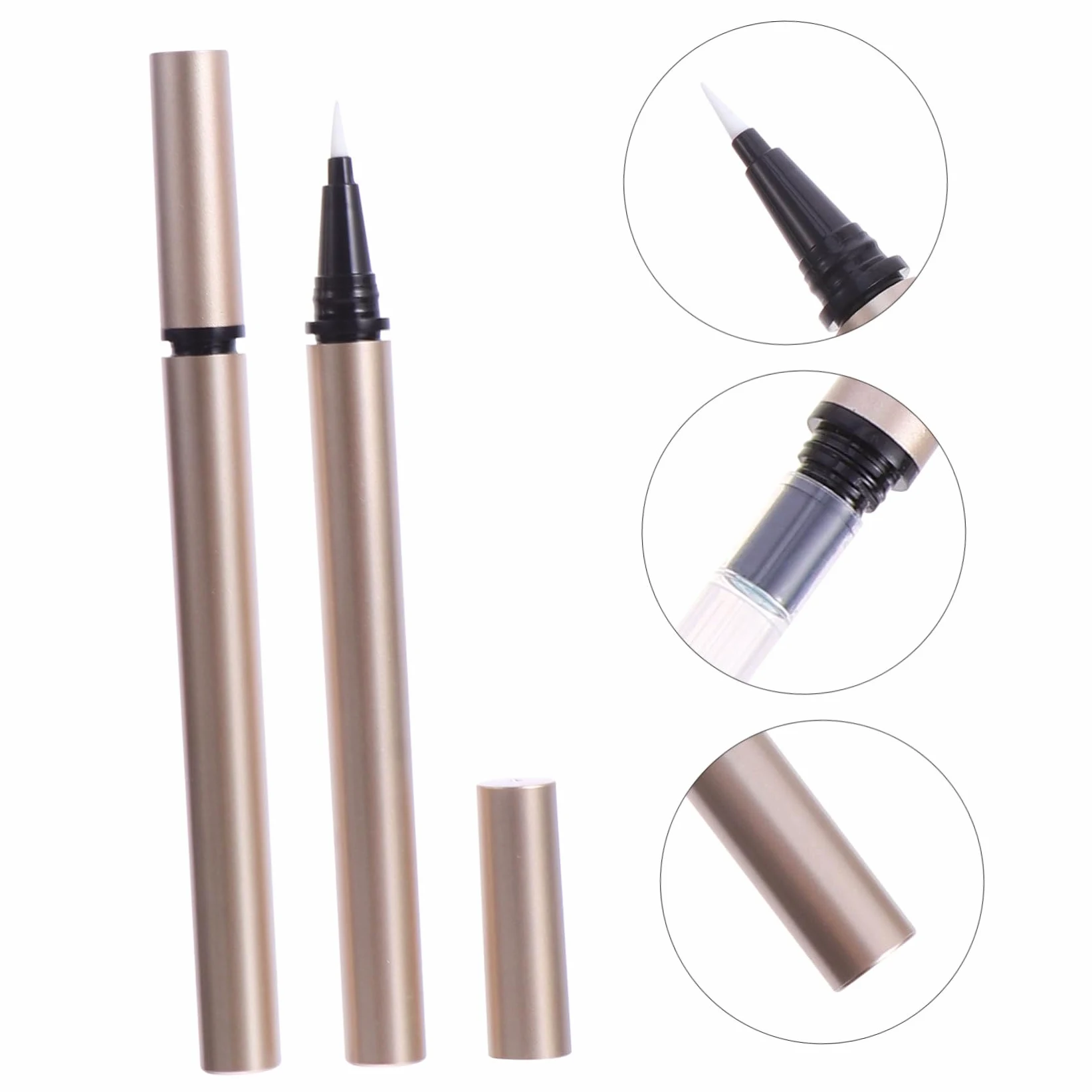5 Pezzi Tubetti Vuoti per Eyeliner Liquido da 1ml in Plastico Oro, Contenitore Portatile per Penna Eyeliner Ricaricabile per Saloni di Bellezza